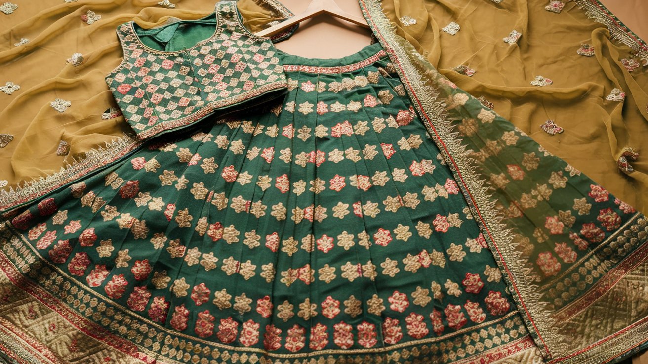 Semi Gadwal Fully stitched Maggam Lehengas set