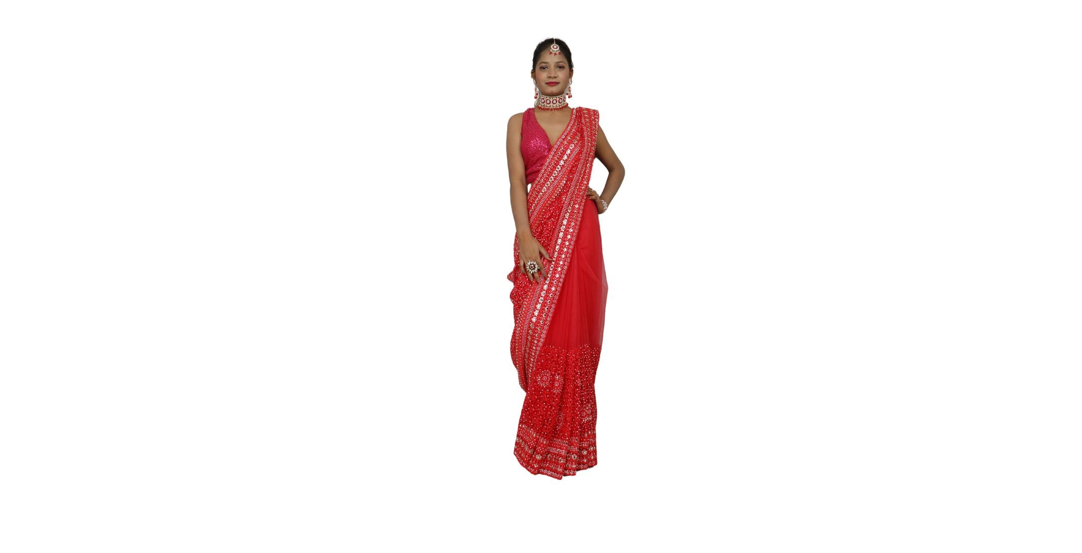 Designer Saree with Kundan & Beads work by Shreekama main image 0