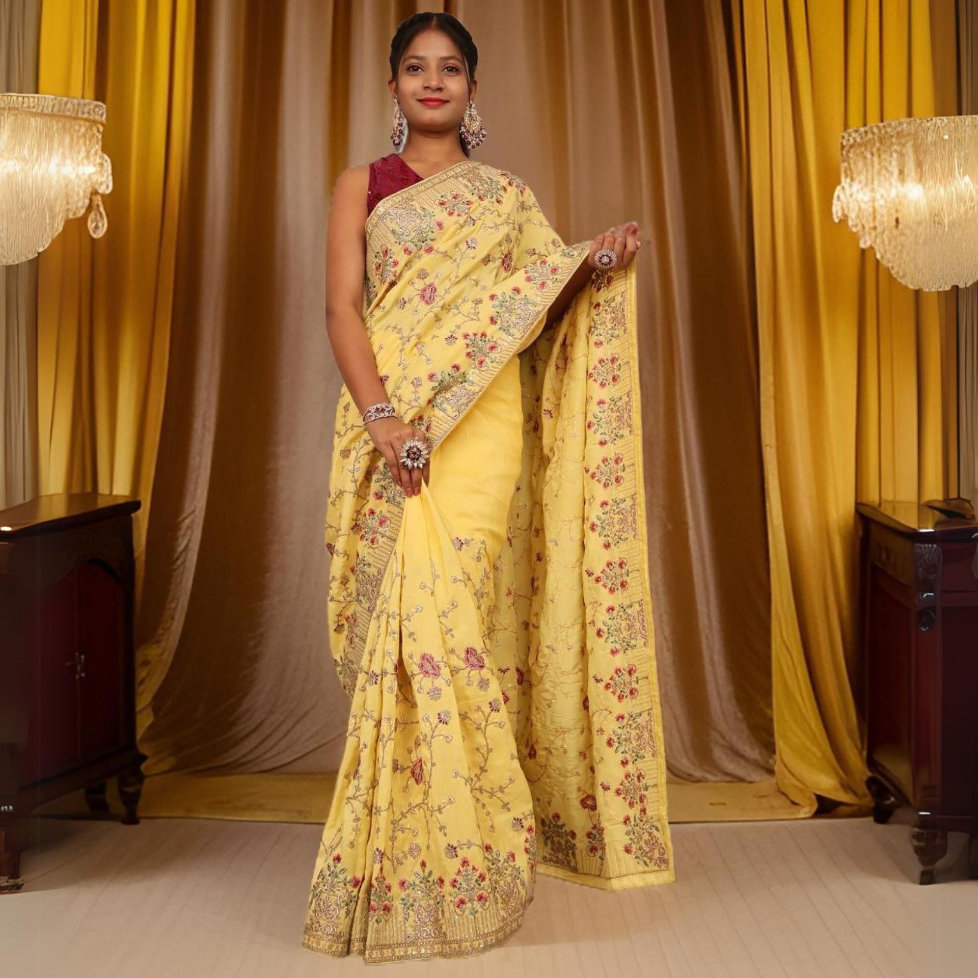 Designer Saree with Embroidery & Heavy Sequin Work by Shreekama