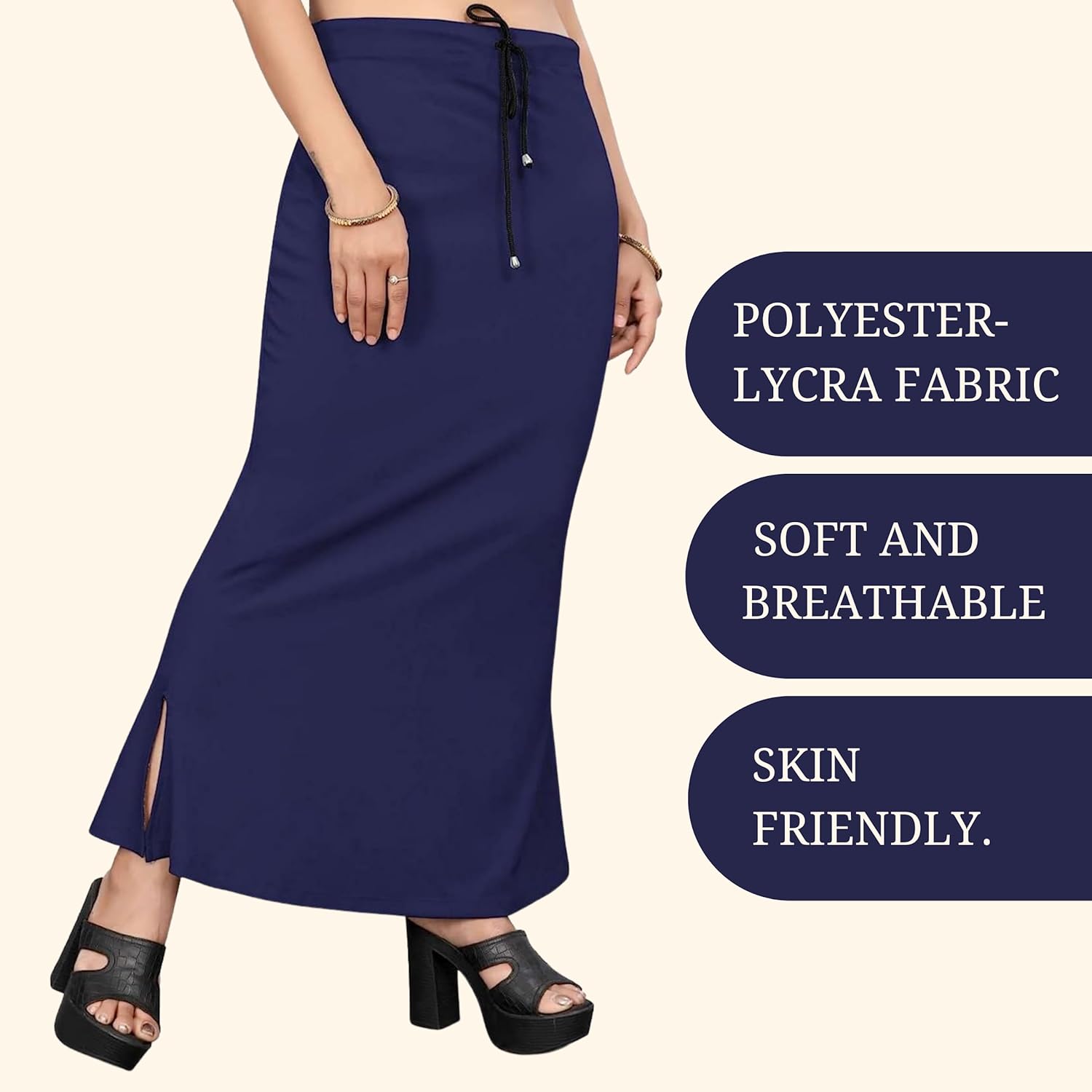 Lycra Saree Shapewear Petticoat for Women by Shreekama Navy Blue Clothing Accessories for Party Festival Wedding Occasion in Noida