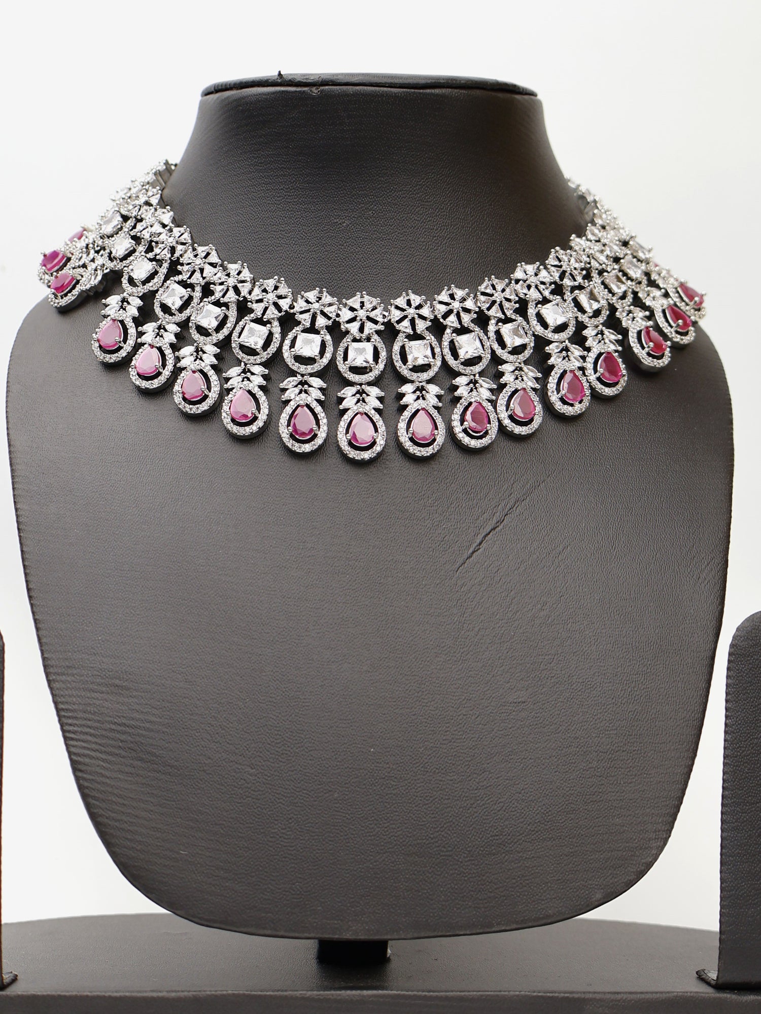 Ruby & Faux Diamond High Quality Necklace set Fashion Jewelry for Party Festival Wedding Occasion in Noida