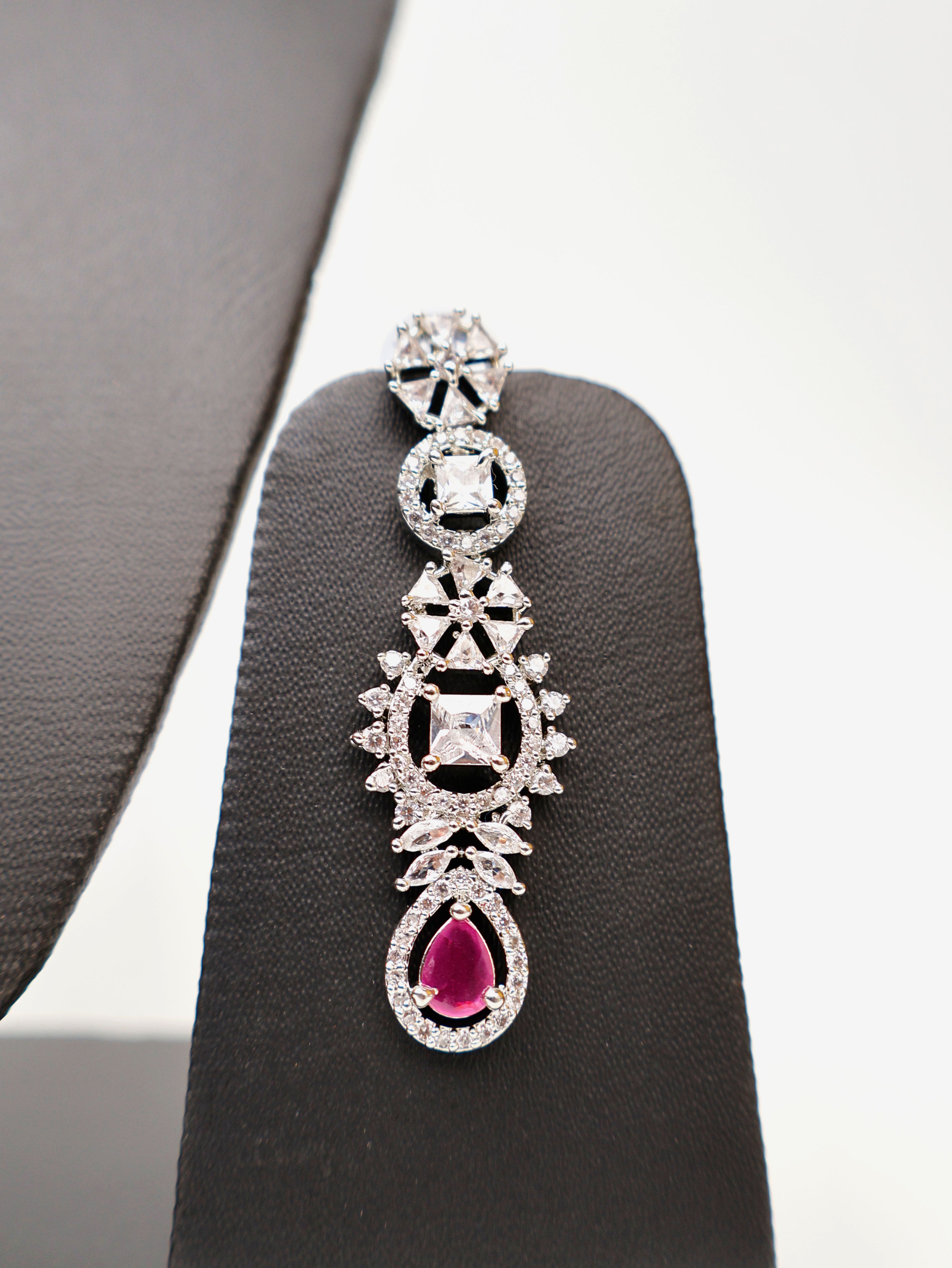 Ruby & Faux Diamond High Quality Necklace set Fashion Jewelry for Party Festival Wedding Occasion in Noida