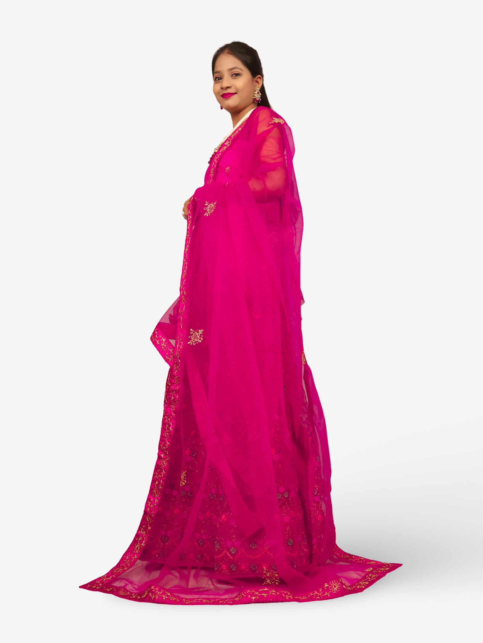 Semi-Stitched Lehenga with Embroidery & Zari Thread Work by Shreekama Magenta Pink Semi-Stitched Lehenga for Party Festival Wedding Occasion in Noida