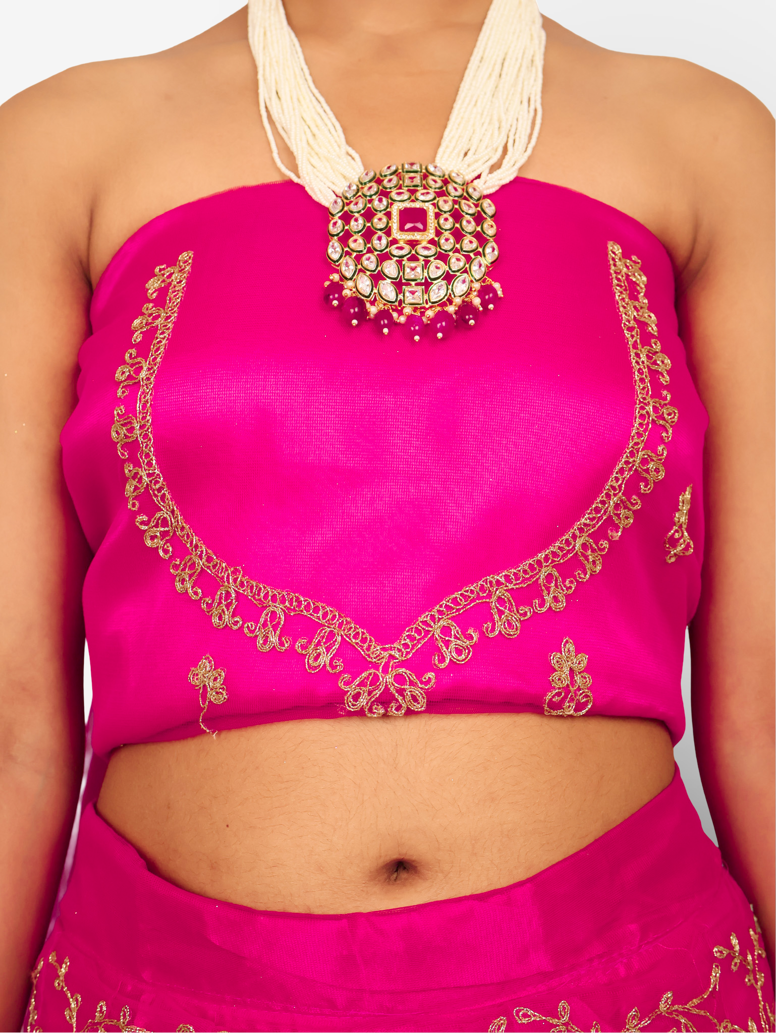 Semi-Stitched Lehenga with Embroidery & Zari Thread Work by Shreekama Magenta Pink Semi-Stitched Lehenga for Party Festival Wedding Occasion in Noida
