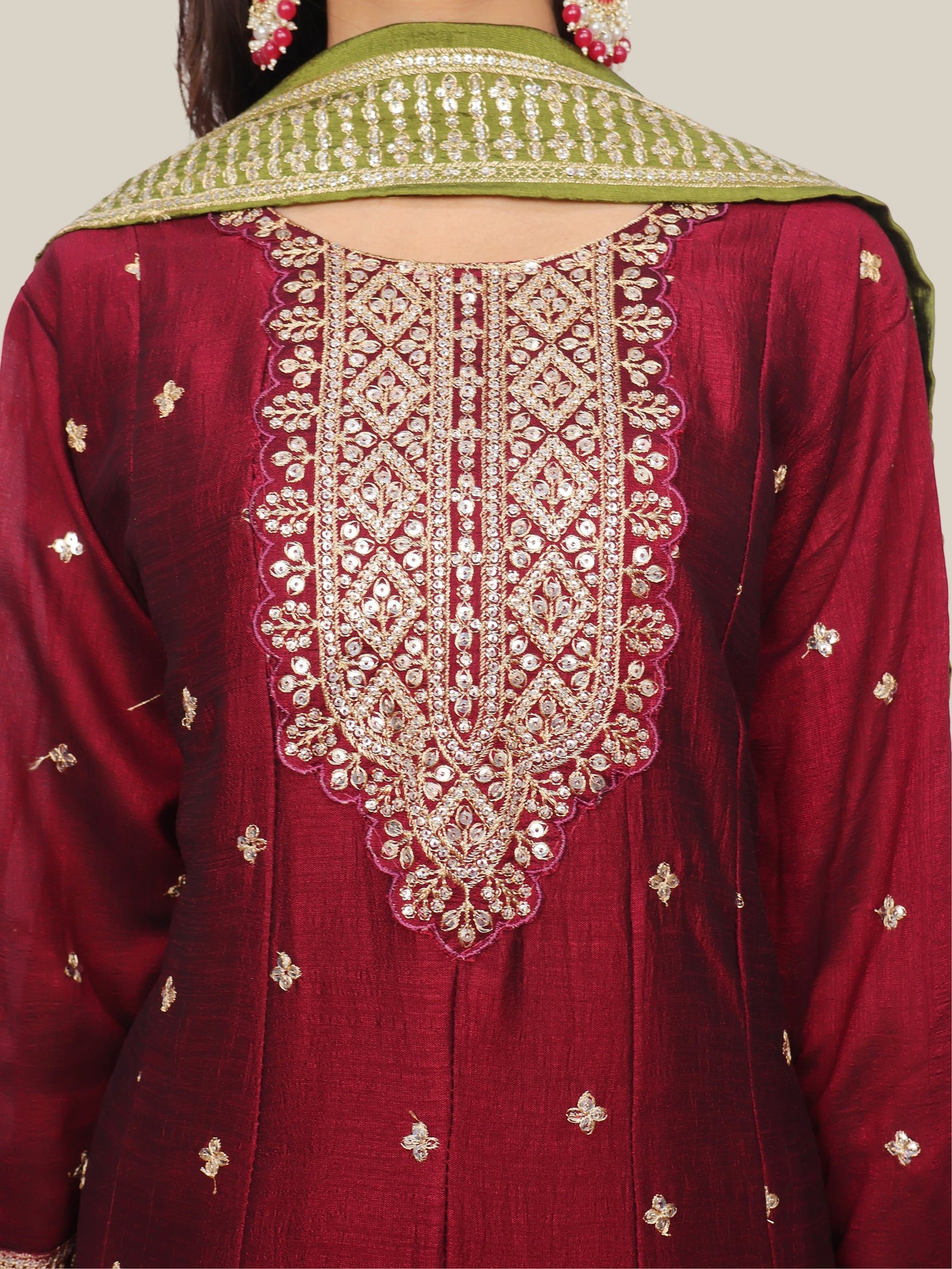 Woman Anarkali Suit Set with Pant-Dupatta