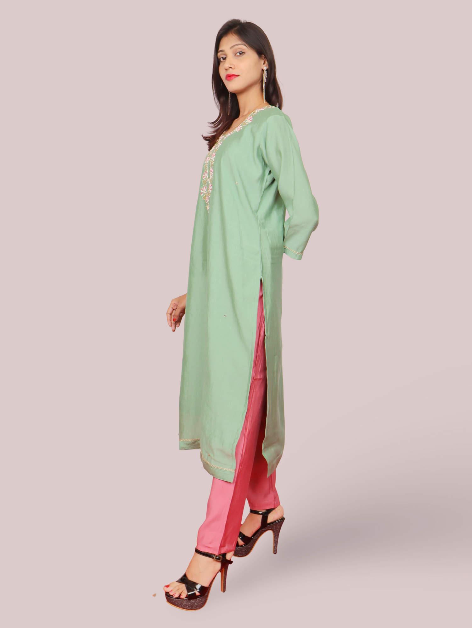 Woman Straight Suit Set with Pant & Dupatta