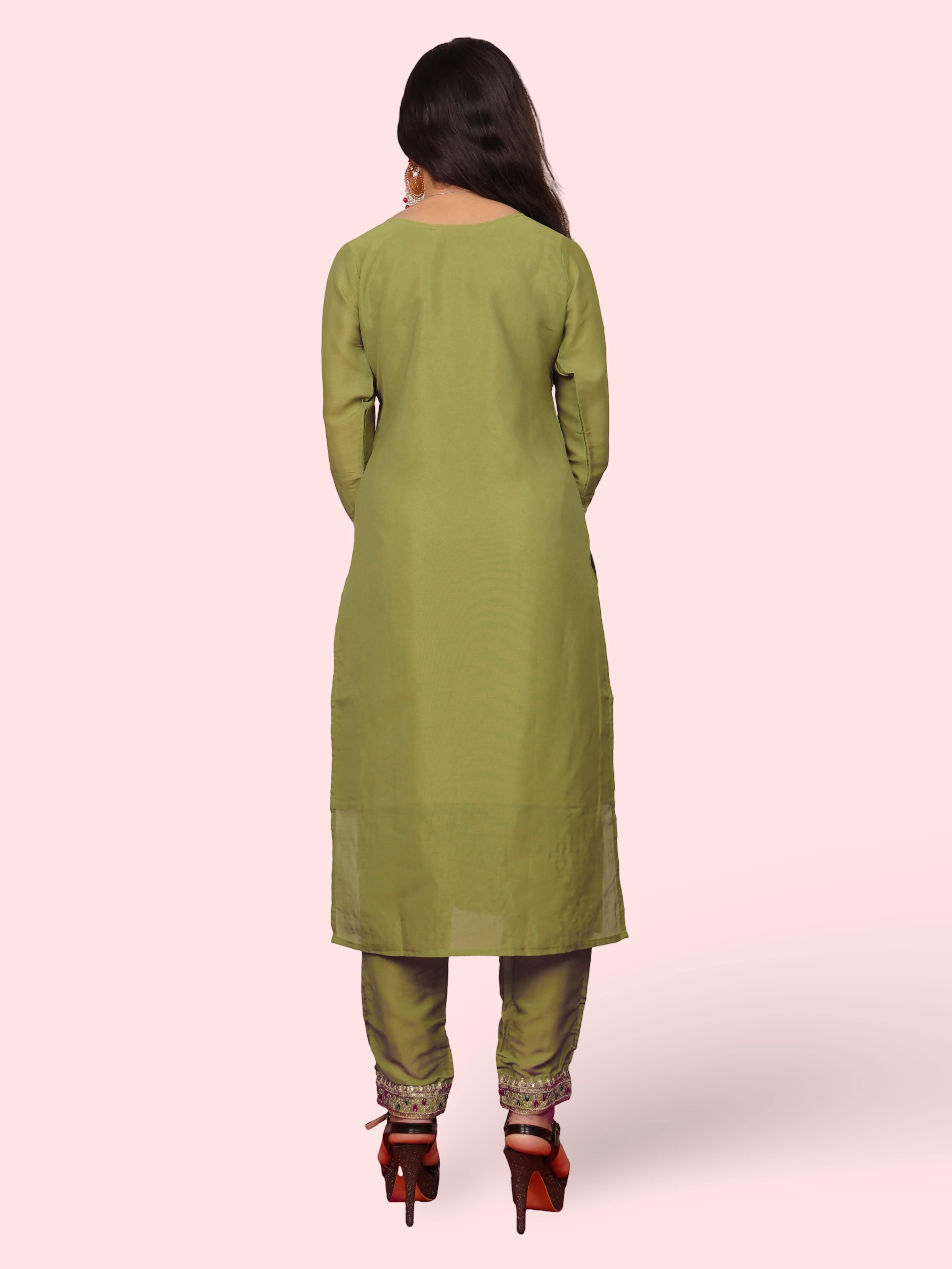 Woman Straight Suit Set with Pant-Dupatta