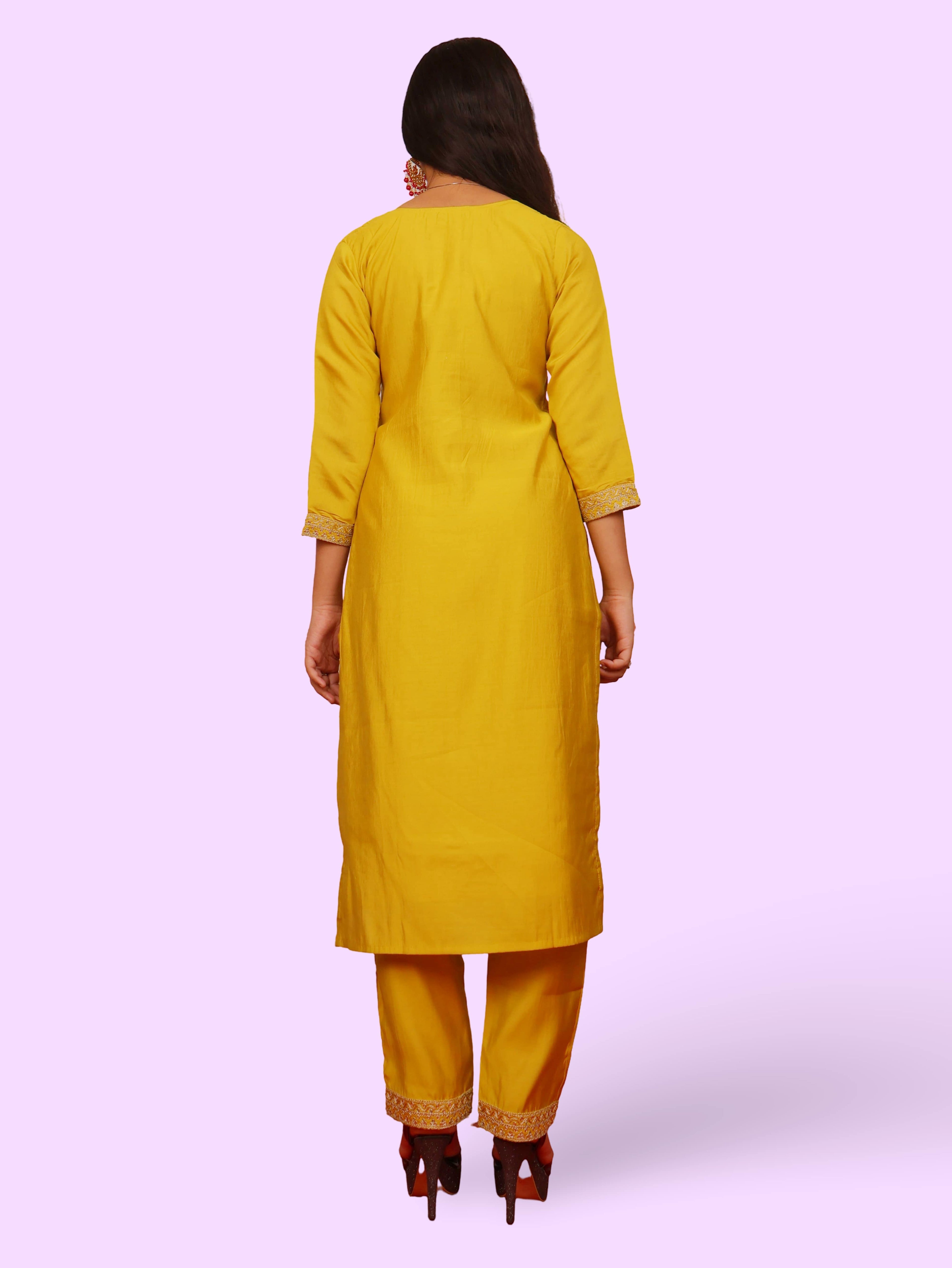 Woman Straight Suit Set with Pant-Dupatta