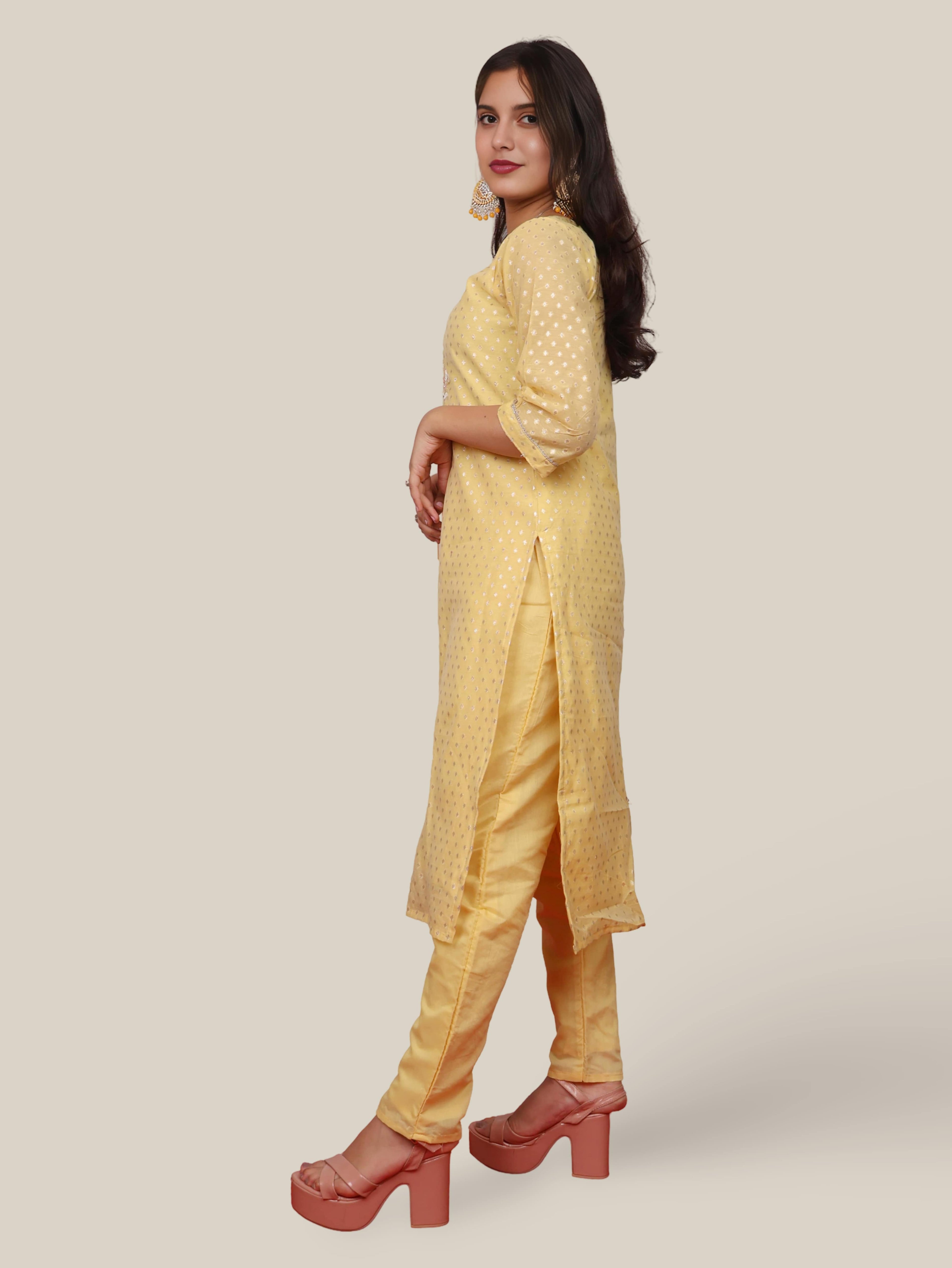 Woman Straight Suit Set with Pant-Dupatta