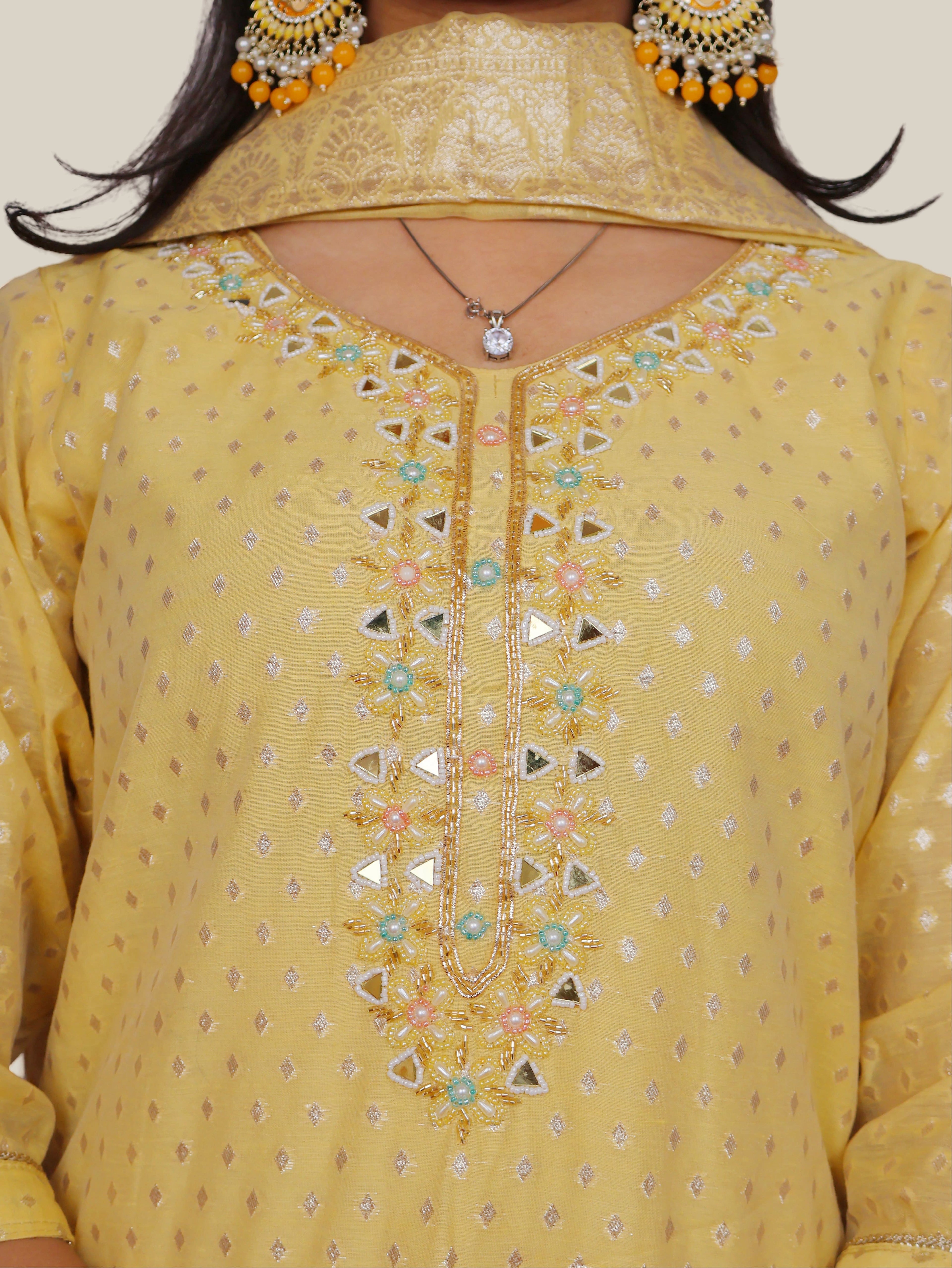 Woman Straight Suit Set with Pant-Dupatta