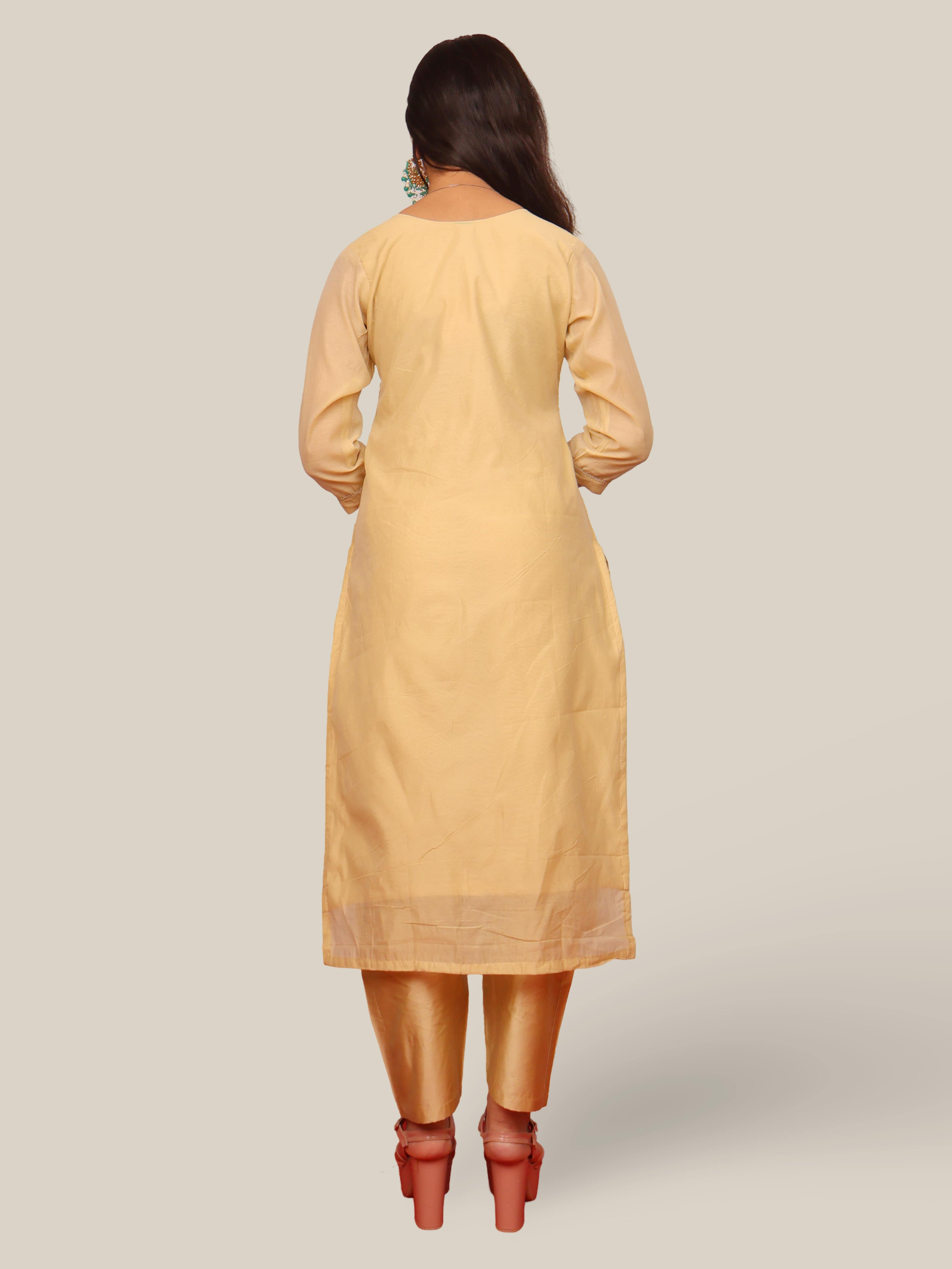 Woman Straight Suit Set with Pant-Dupatta