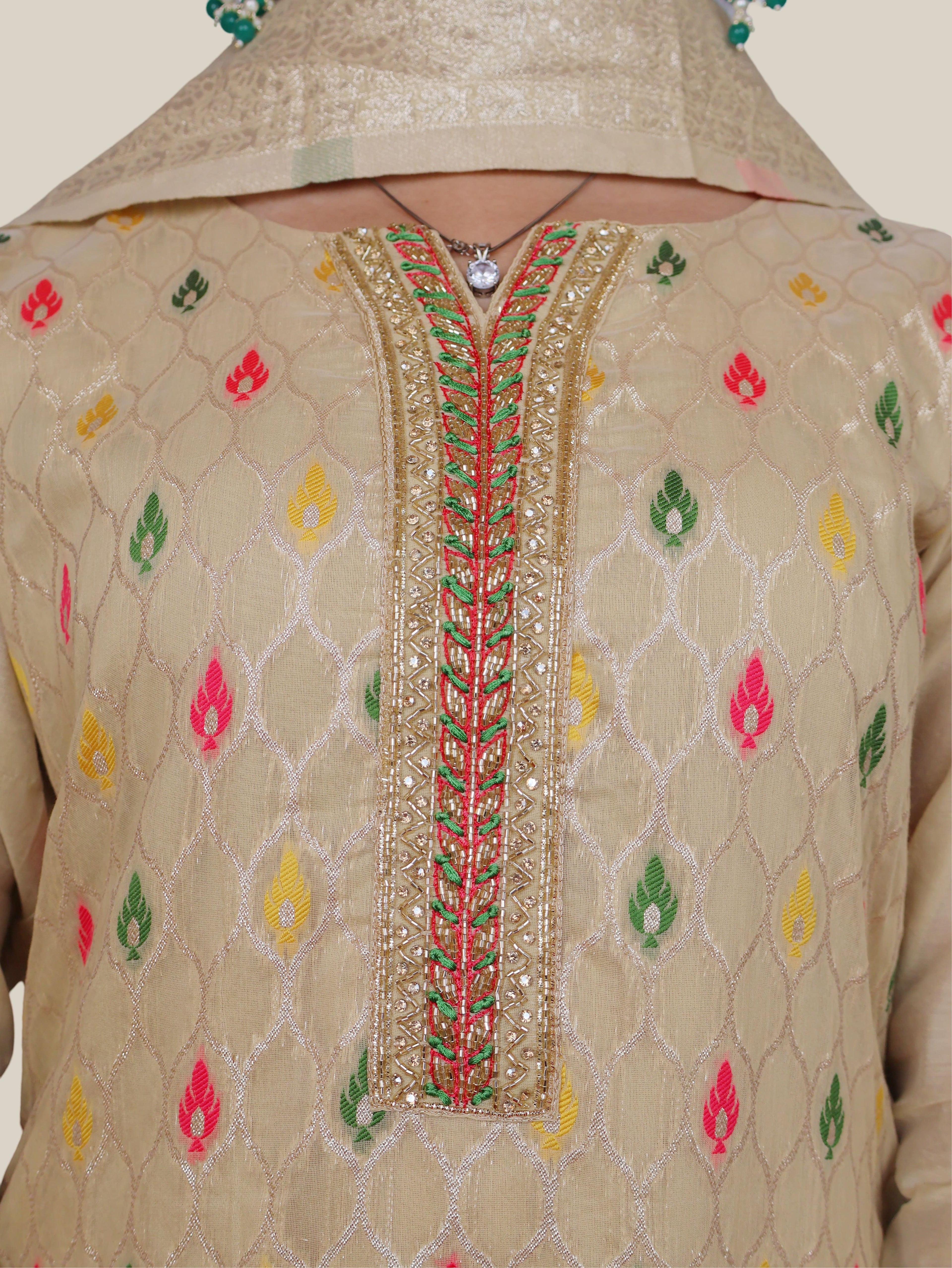 Woman Straight Suit Set with Pant-Dupatta