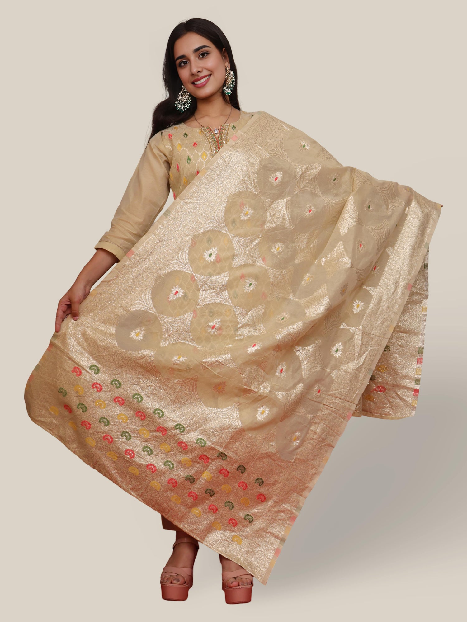 Woman Straight Suit Set with Pant-Dupatta