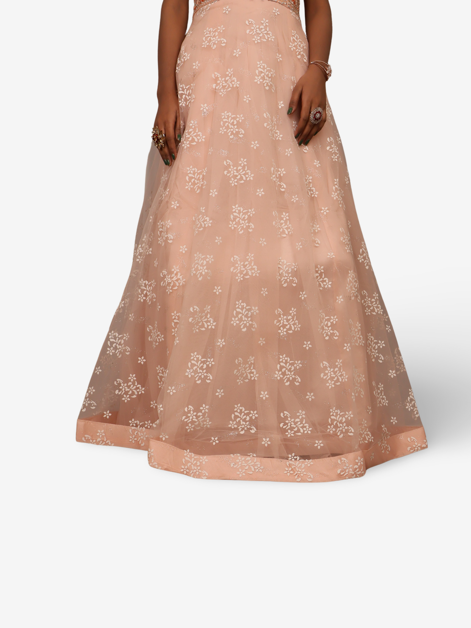 Gown with Stone Work & Embroidery by Shreekama Peach Designer Gowns for Party Festival Wedding Occasion in Noida