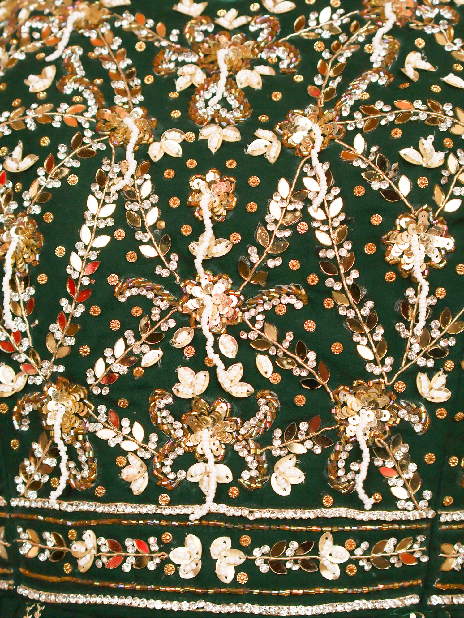 Dark Green Gown with Sequin & Cut Dana Work by Shreekama Dark Green Designer Gowns for Party Festival Wedding Occasion in Noida