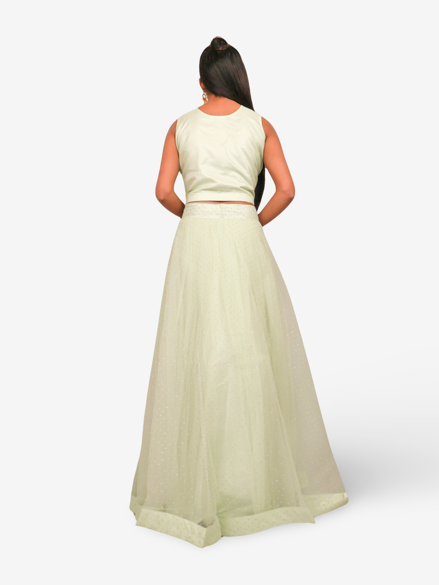 Pista Green Lehenga Choli Set with Stones & Thread Work by Shreekama Pista Green Designer Lehenga for Party Festival Wedding Occasion in Noida