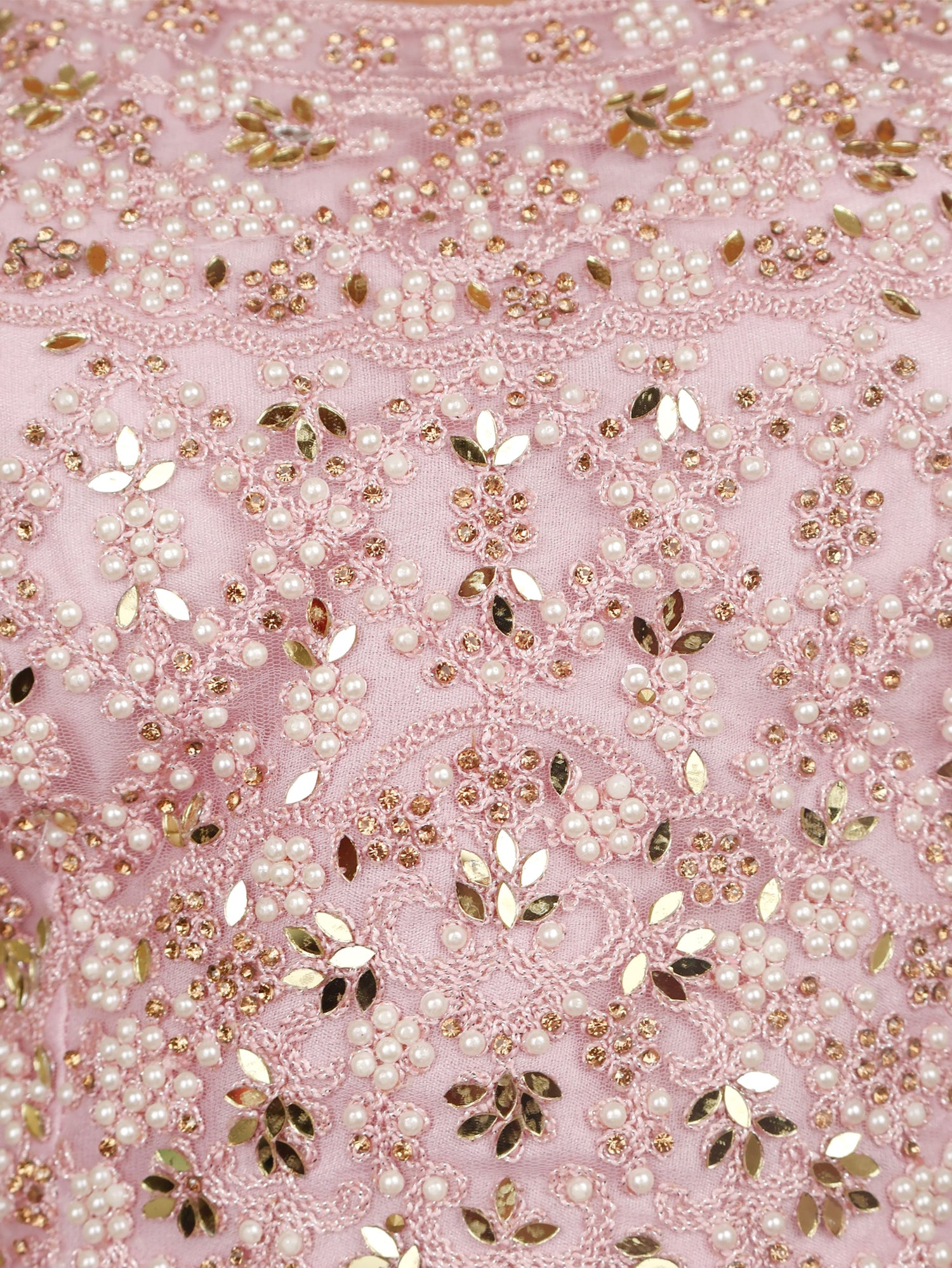 Lehenga Choli Set with Golden Mirror Stone & Pearl Work by Shreekama Pink Designer Lehenga for Party Festival Wedding Occasion in Noida