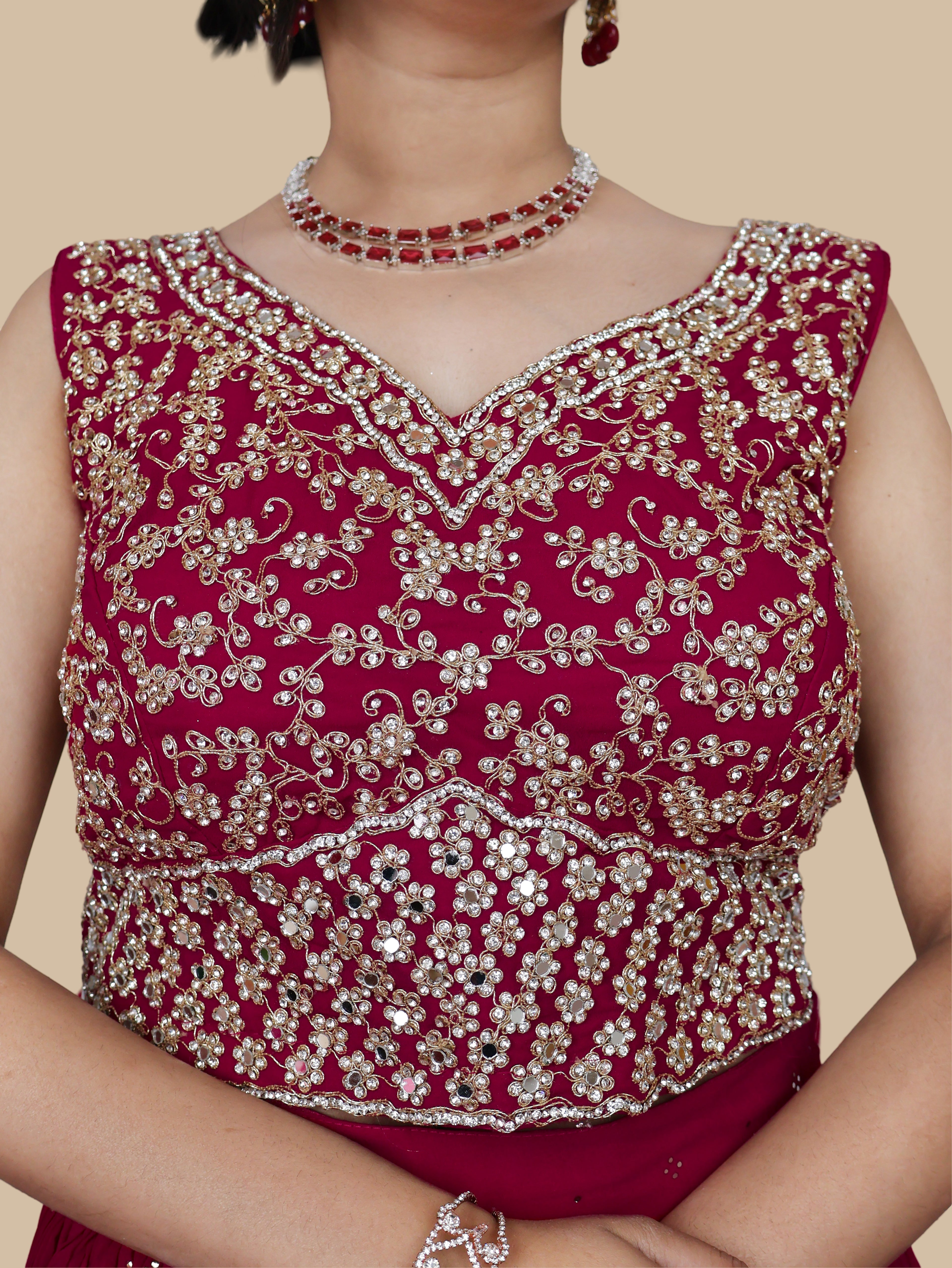 Designer Lehenga & choli with dupatta for Women by Shreekama Magenta Designer Lehenga for Party Festival Wedding Occasion in Noida