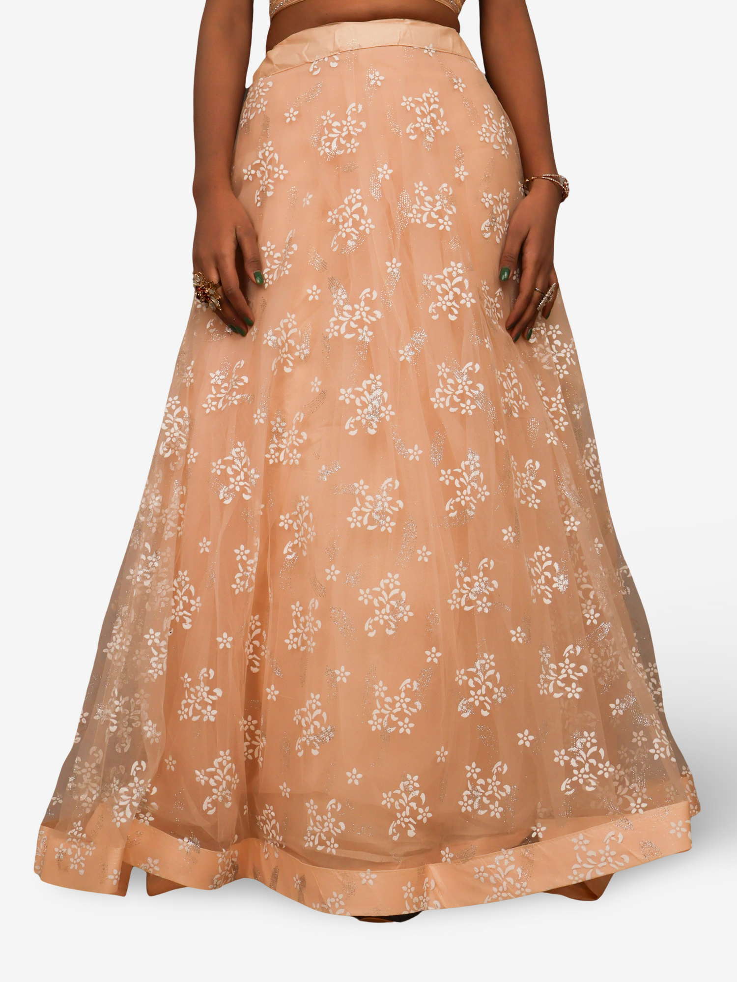 Cold Shoulder Lehenga Choli Set with Stone & Embroidery by Shreekama Beige Designer Lehenga for Party Festival Wedding Occasion in Noida