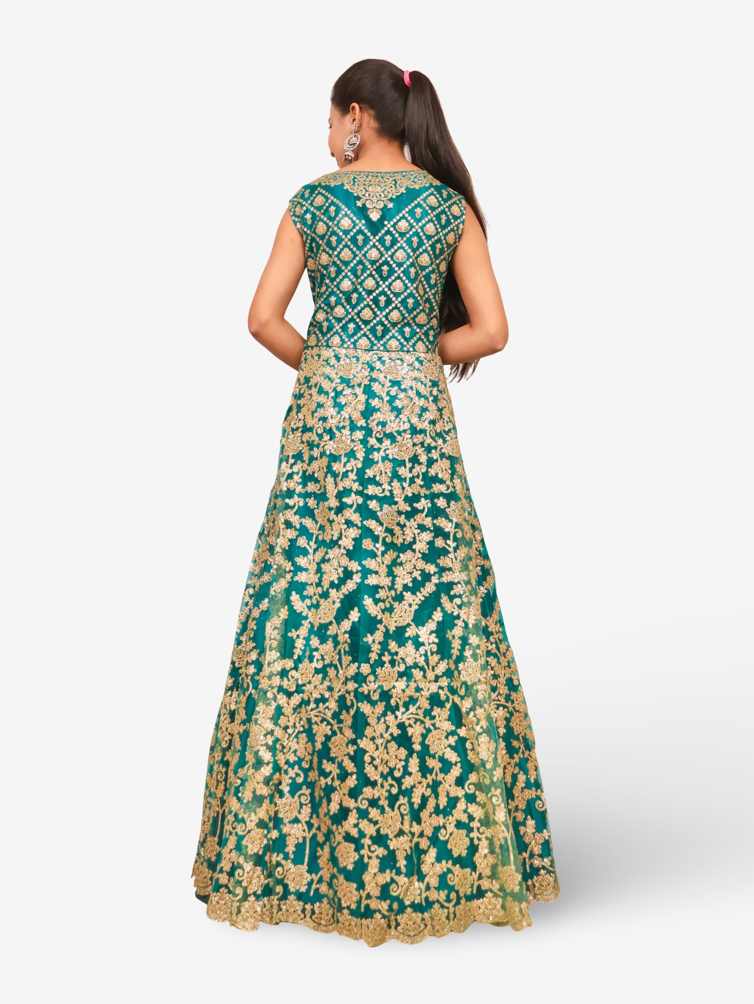 Gown with Shimmery Rubber & Beads Work by Shreekama Royal Blue Designer Gowns for Party Festival Wedding Occasion in Noida