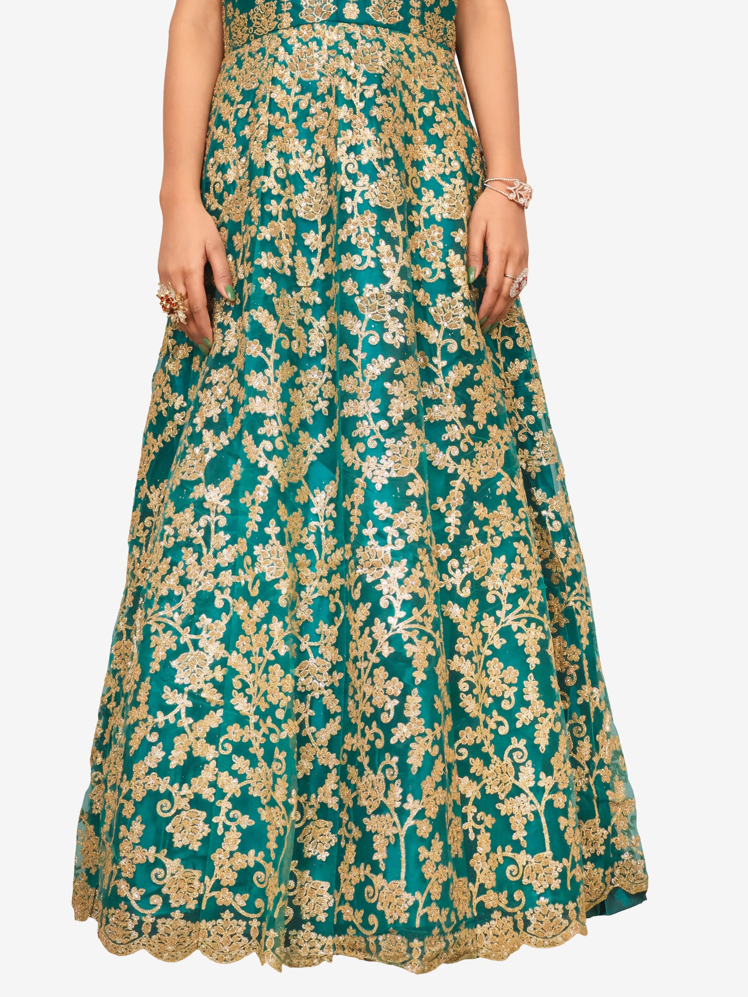 Gown with Shimmery Rubber & Beads Work by Shreekama Royal Blue Designer Gowns for Party Festival Wedding Occasion in Noida