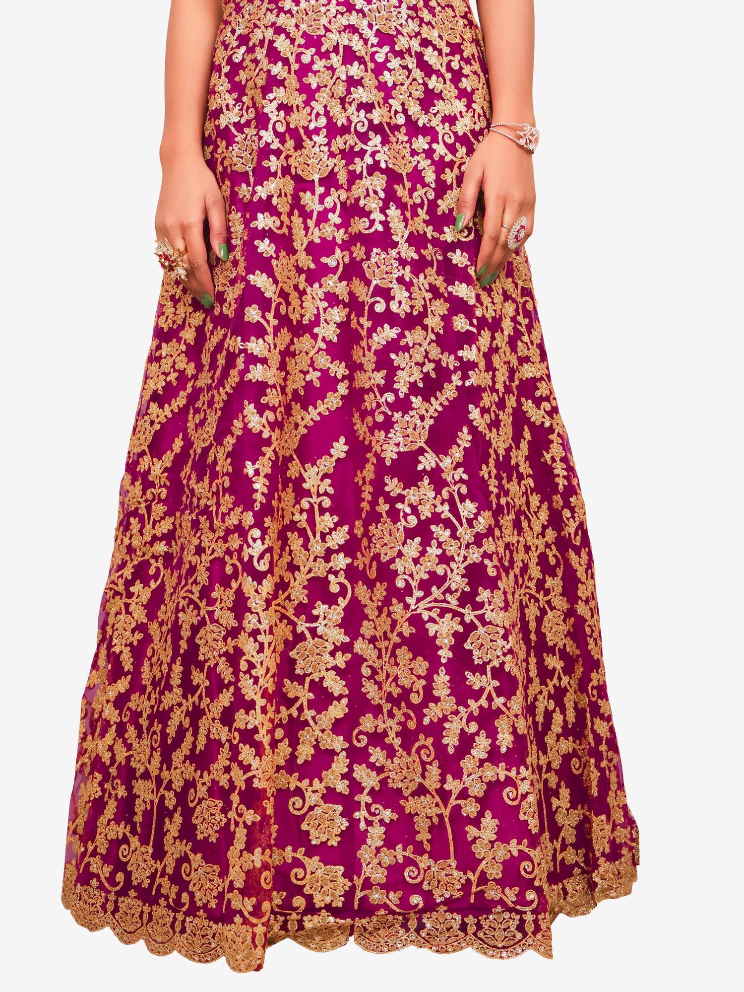 Gown with Shimmery Rubber & Beads Work by Shreekama Purple Designer Gowns for Party Festival Wedding Occasion in Noida