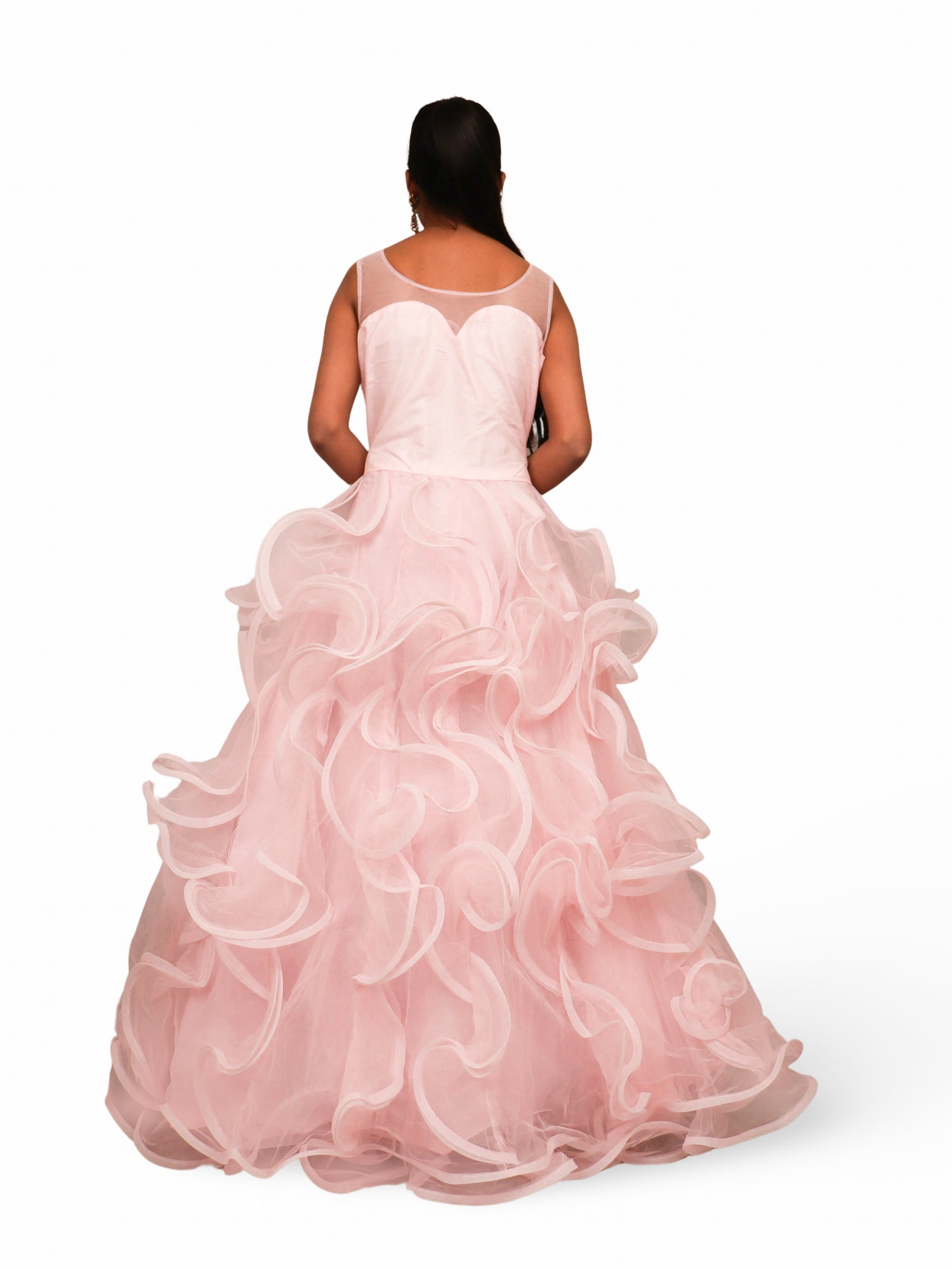 Net Fabric Gown with Stone & Sequin by Shreekama Pink Designer Gowns for Party Festival Wedding Occasion in Noida