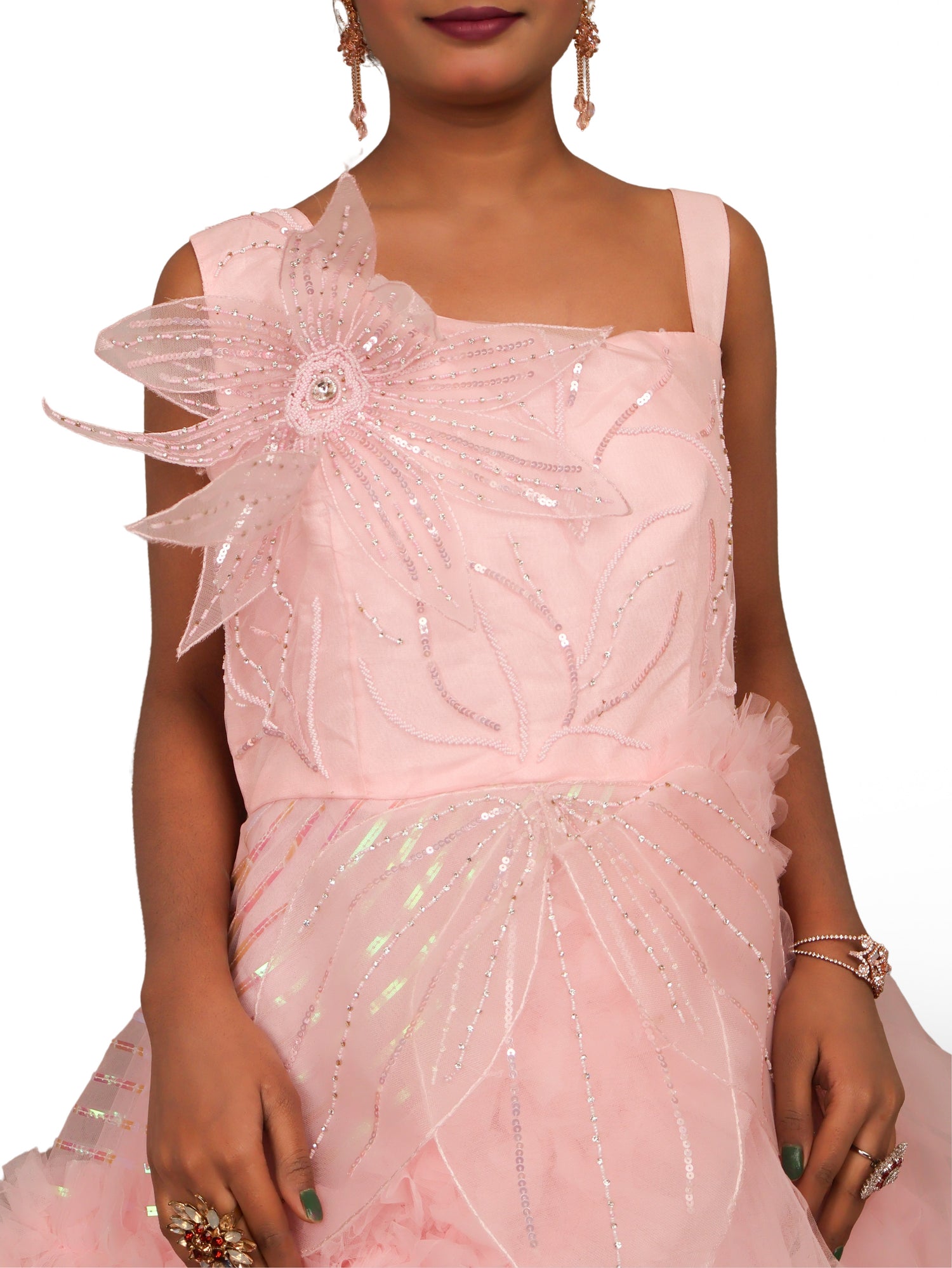 Gown with Beads & Sequin by Shreekama Pink Designer Gowns for Party Festival Wedding Occasion in Noida