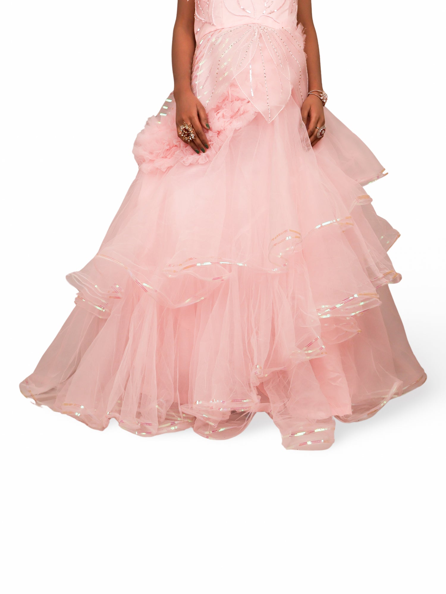 Gown with Beads & Sequin by Shreekama Pink Designer Gowns for Party Festival Wedding Occasion in Noida