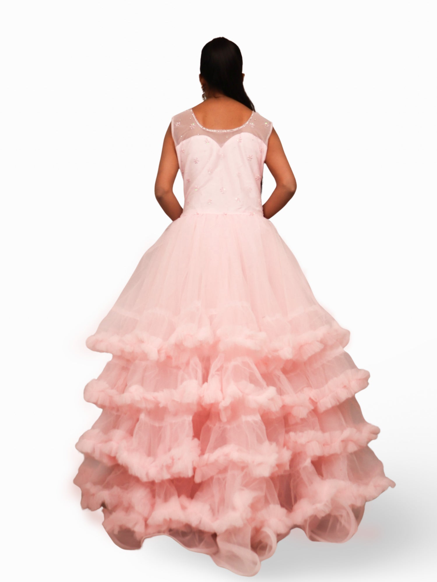 Pink Gown with Cut Dana & Sequin Work by Shreekama Pink Designer Gowns for Party Festival Wedding Occasion in Noida