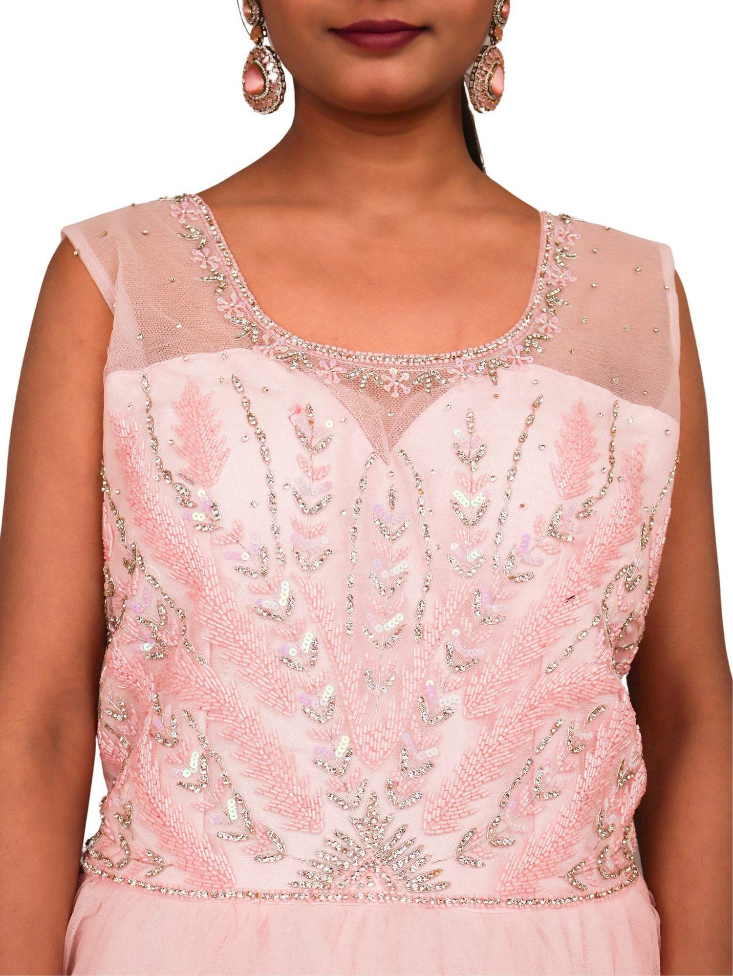 Pink Gown with Cut Dana & Sequin Work by Shreekama Pink Designer Gowns for Party Festival Wedding Occasion in Noida