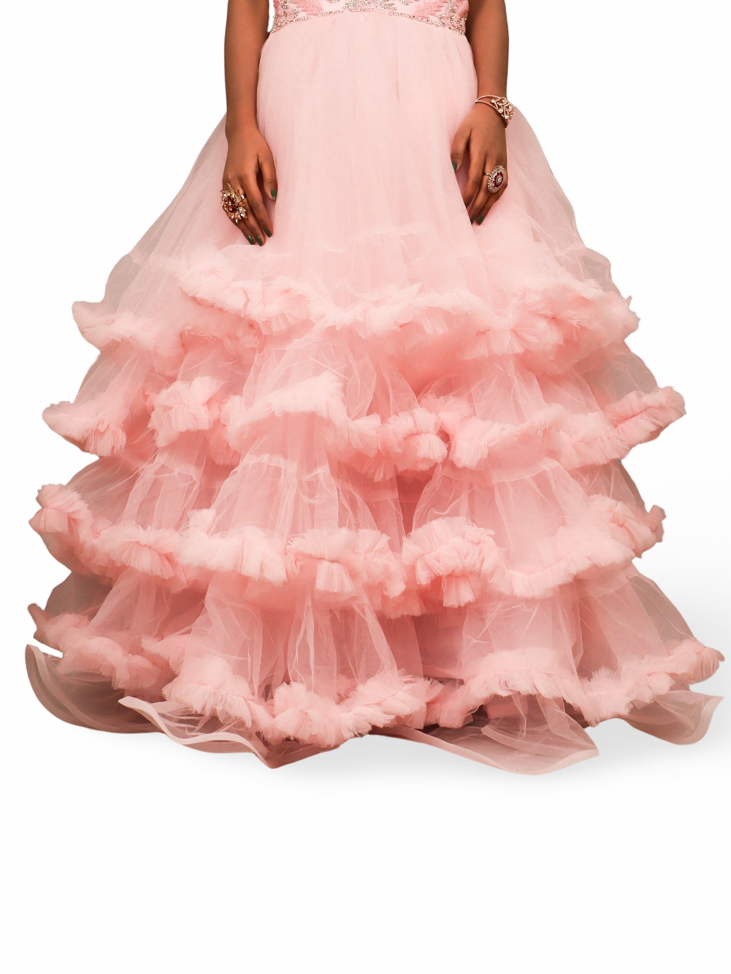 Pink Gown with Cut Dana & Sequin Work by Shreekama Pink Designer Gowns for Party Festival Wedding Occasion in Noida