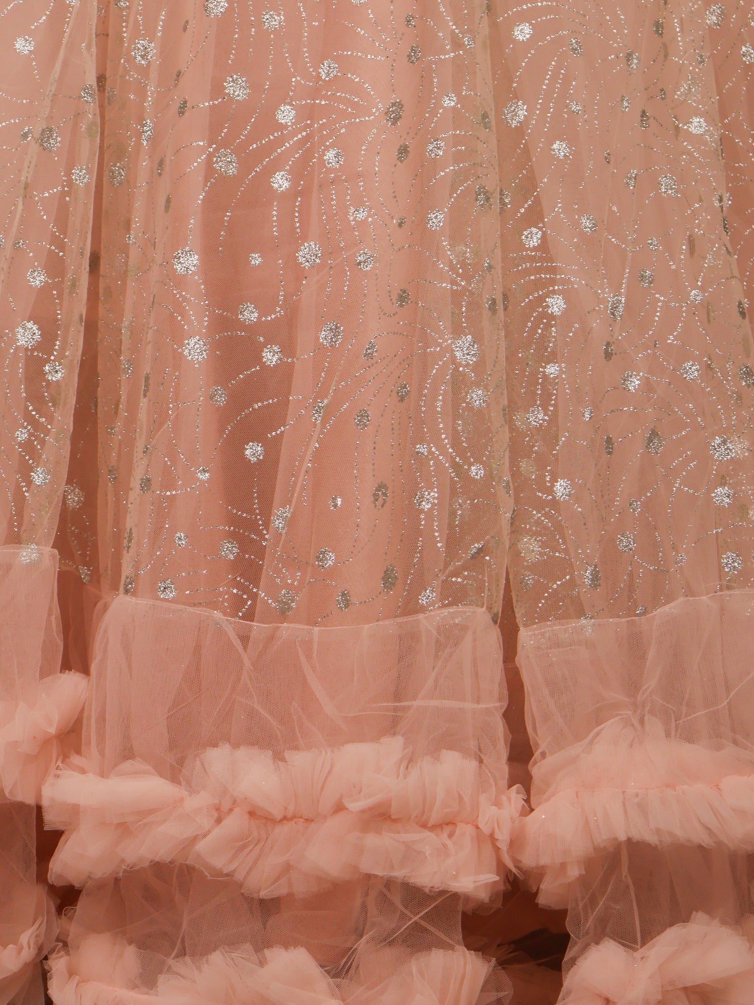 Gown with Cut Dana & Glitter Work by Shreekama Peach Designer Gowns for Party Festival Wedding Occasion in Noida