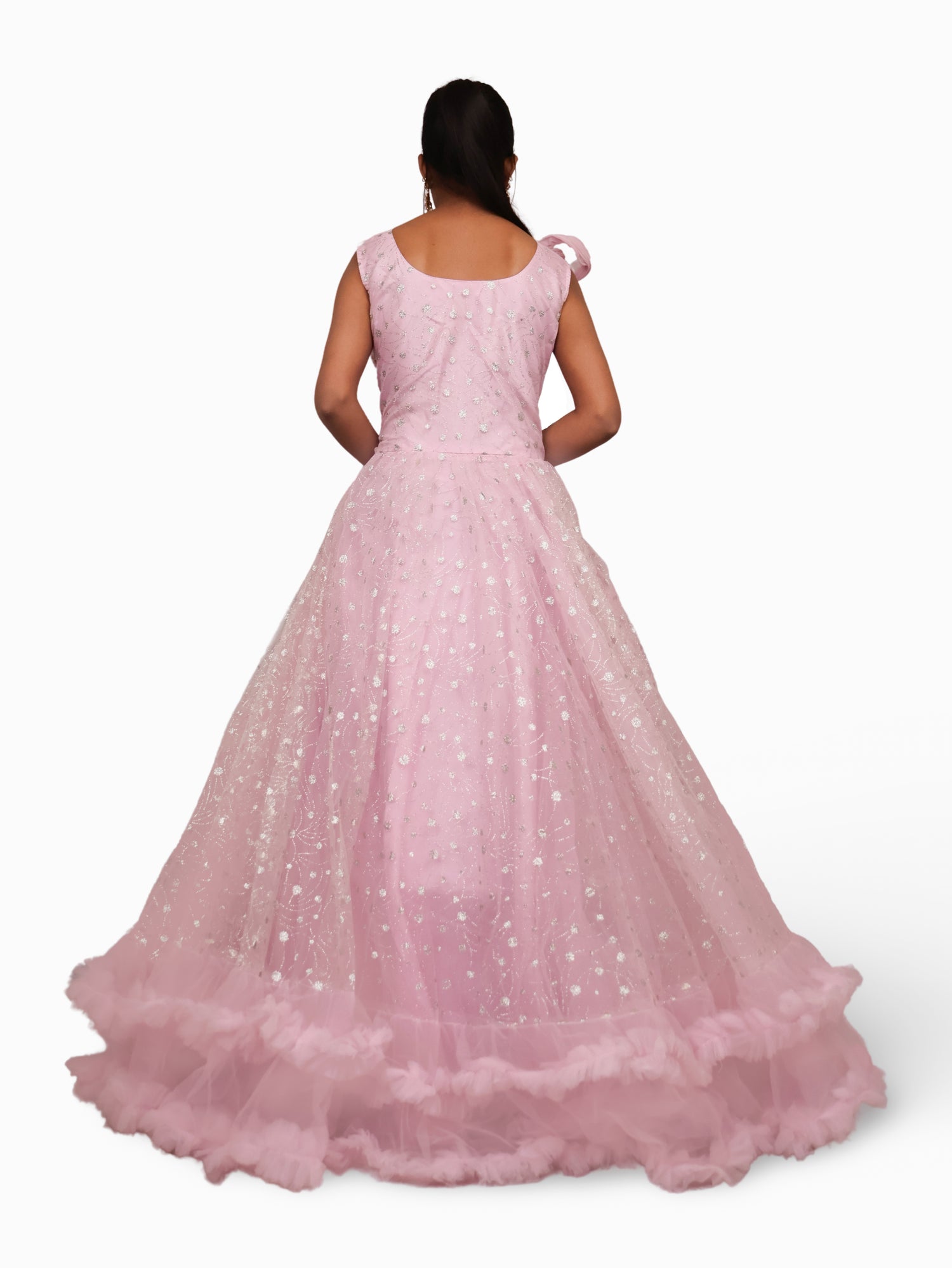 Gown with Cut Dana & Glitter Work by Shreekama Pink Designer Gowns for Party Festival Wedding Occasion in Noida