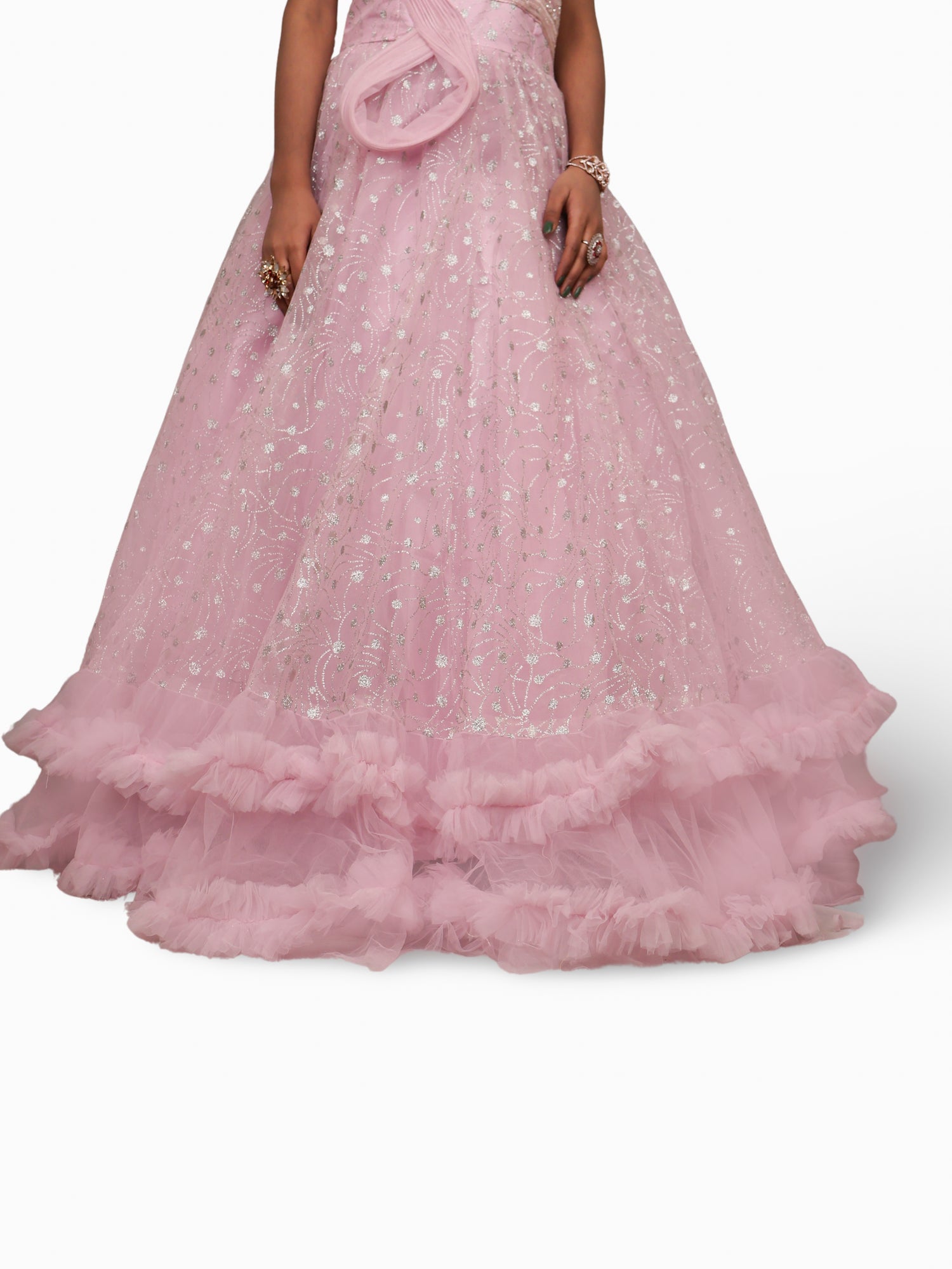 Gown with Cut Dana & Glitter Work by Shreekama Pink Designer Gowns for Party Festival Wedding Occasion in Noida