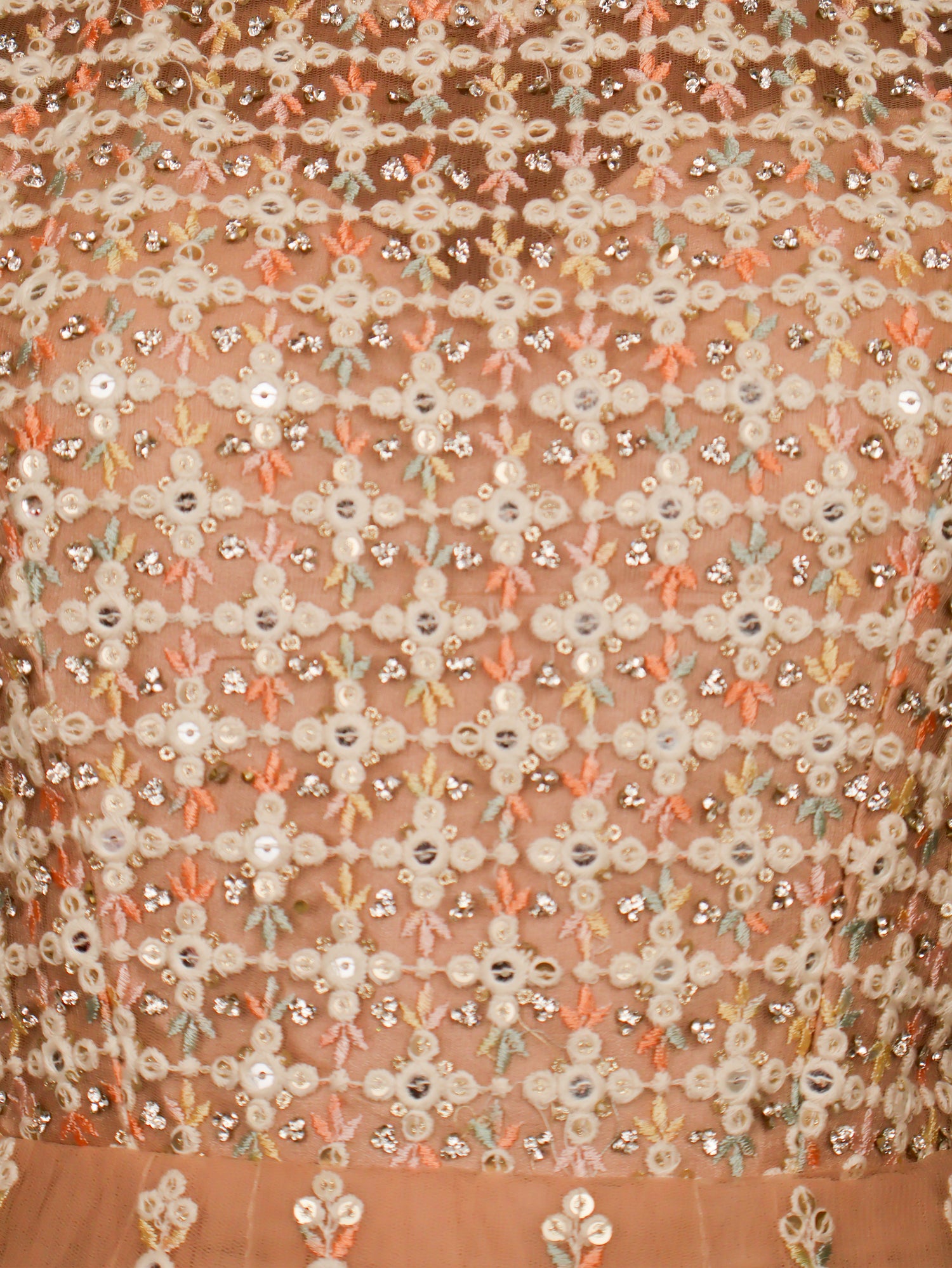 Net Fabric Gown with Sequin & Embroidery Work by Shreekama Peach Designer Gowns for Party Festival Wedding Occasion in Noida