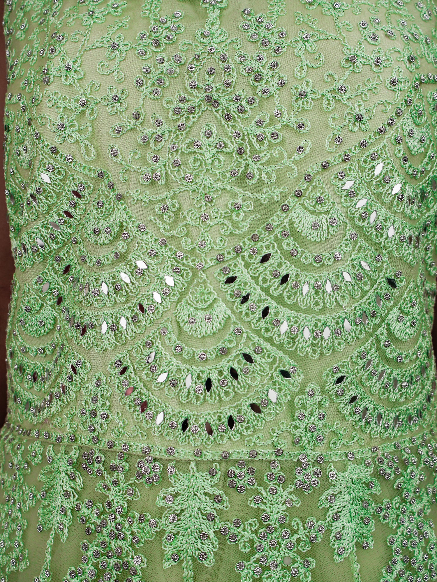Gown with Thread Work & Stones by Shreekama Pista Green Designer Gowns for Party Festival Wedding Occasion in Noida