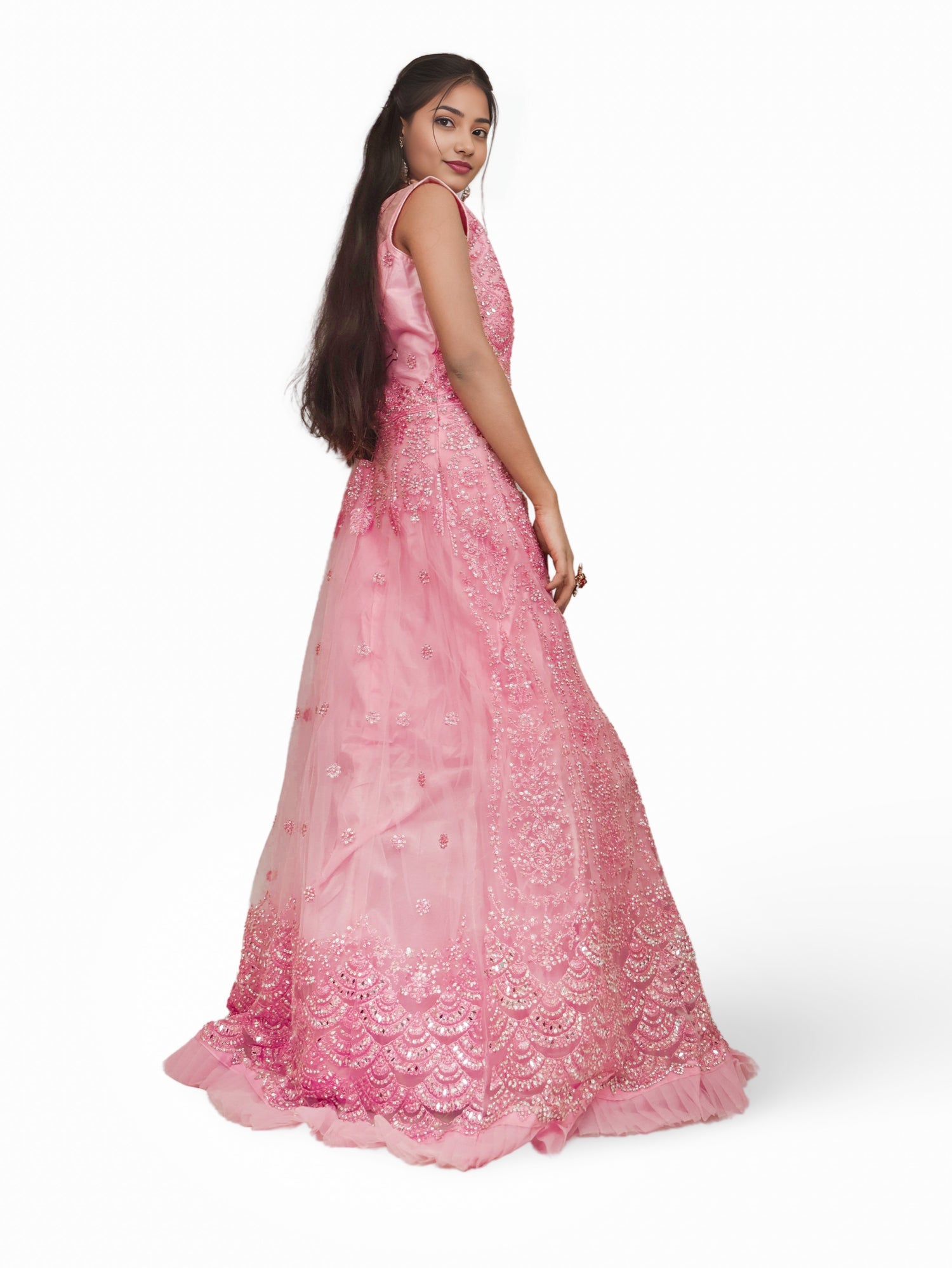 Gown with Thread Work & Stones by Shreekama Pink Designer Gowns for Party Festival Wedding Occasion in Noida