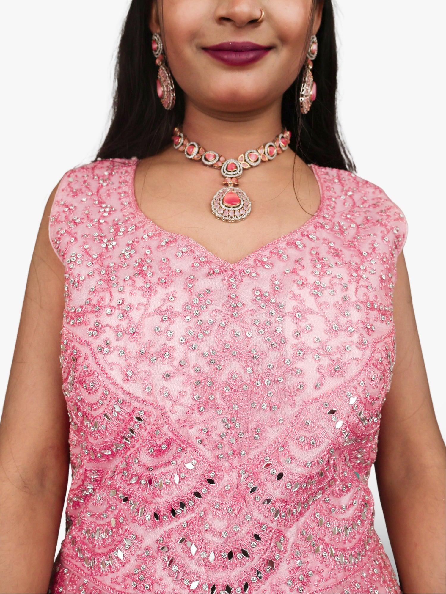 Gown with Thread Work & Stones by Shreekama Pink Designer Gowns for Party Festival Wedding Occasion in Noida
