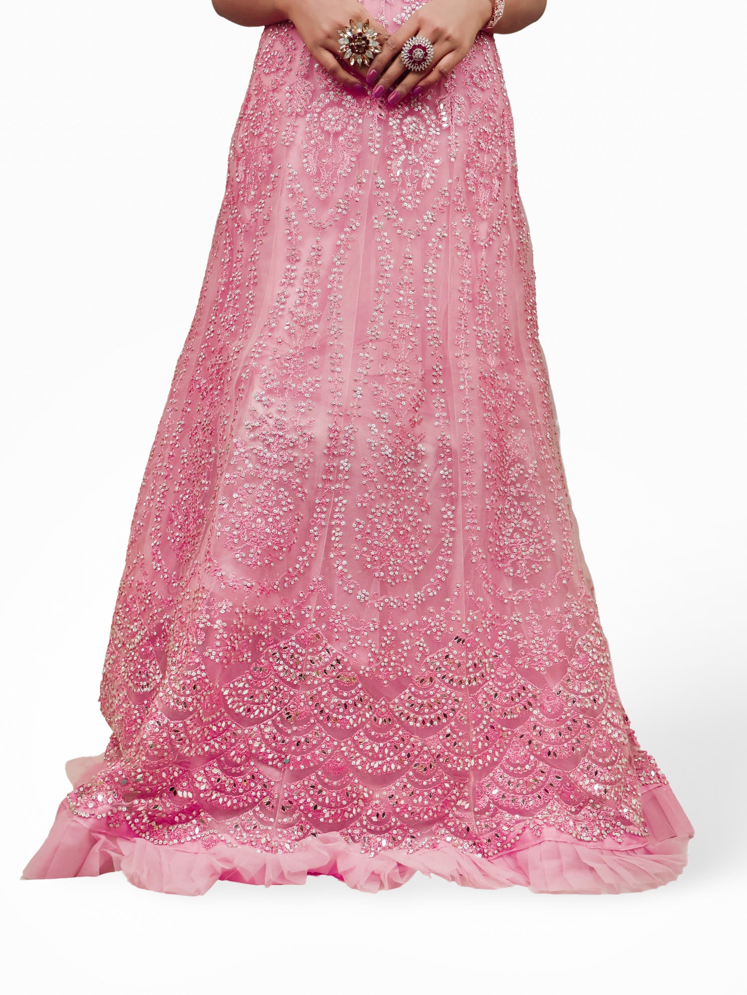 Gown with Thread Work & Stones by Shreekama Pink Designer Gowns for Party Festival Wedding Occasion in Noida