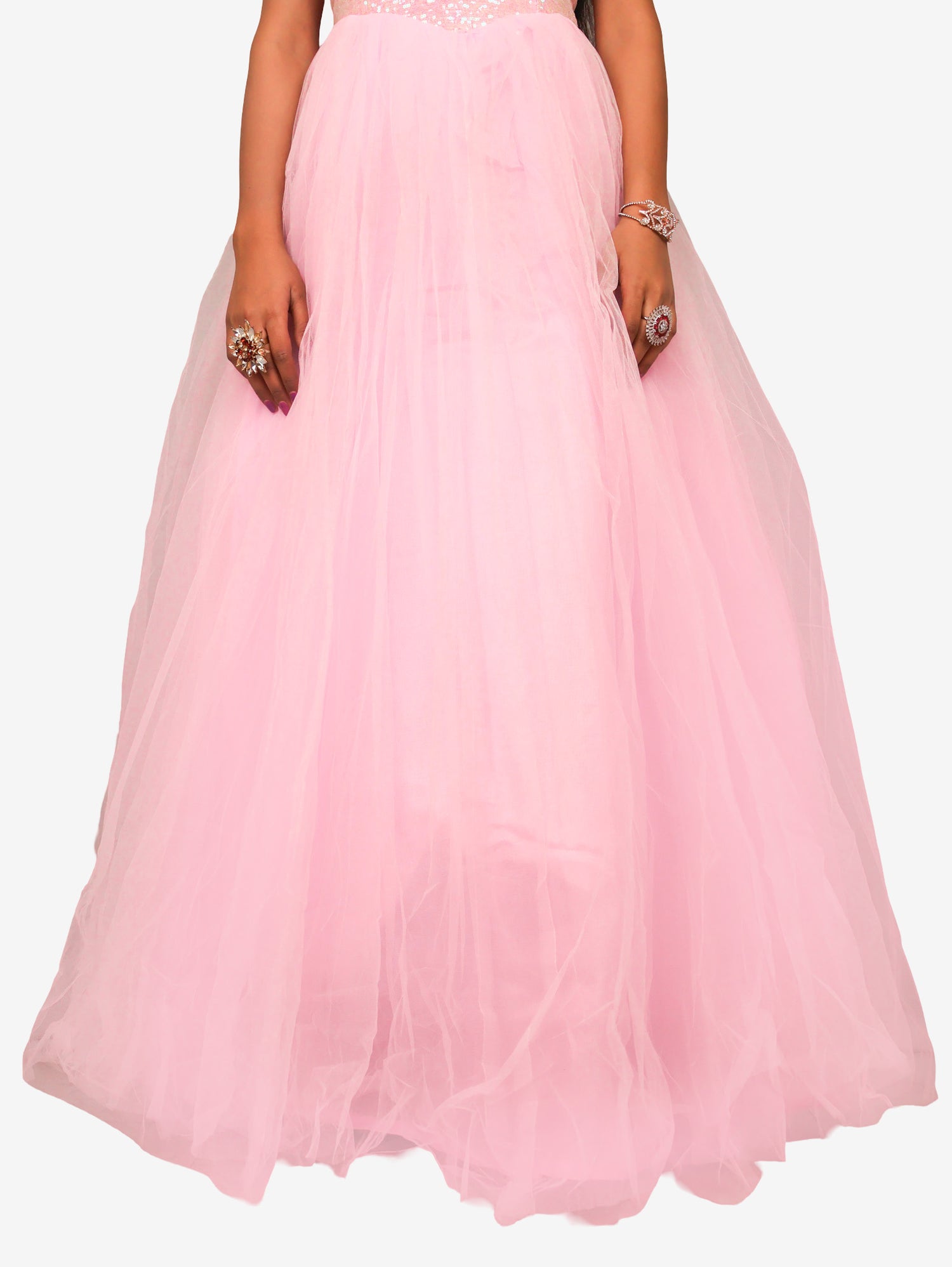 Net Fabric Gown with Sequin & Beads work by Shreekama Pink Designer Gowns for Party Festival Wedding Occasion in Noida