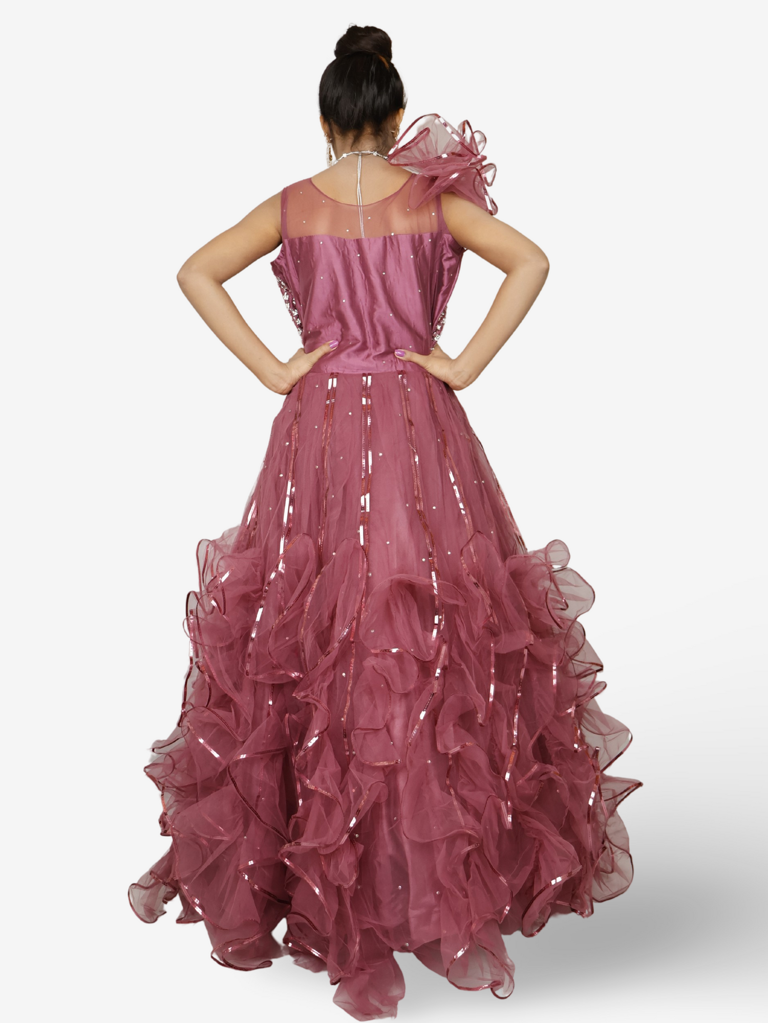 Gown with Cut Dana & Sequin Work by Shreekama Blush Pink Designer Gowns for Party Festival Wedding Occasion in Noida