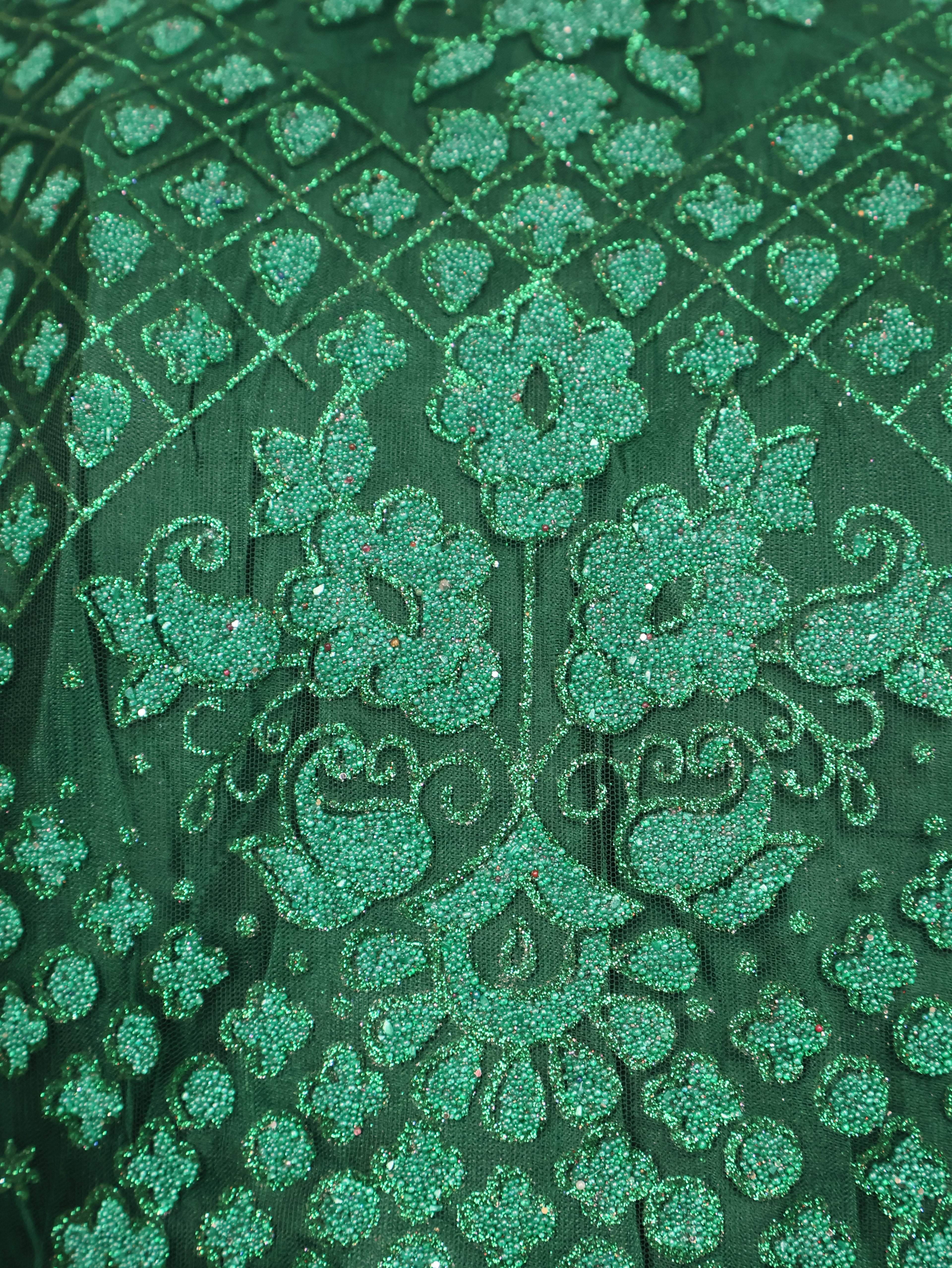 Gown with Glitter & Shimmery effect for Women by Shreekama Dark Green Designer Gowns for Party Festival Wedding Occasion in Noida