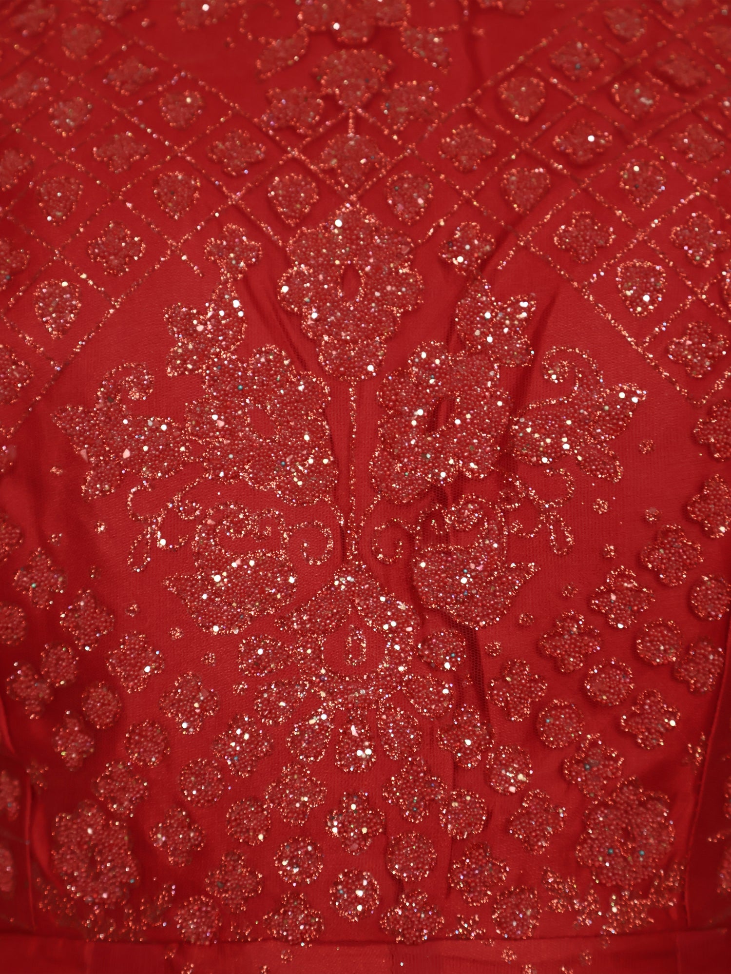 Gown with Glitter & Shimmery effect for Women by Shreekama Red Designer Gowns for Party Festival Wedding Occasion in Noida