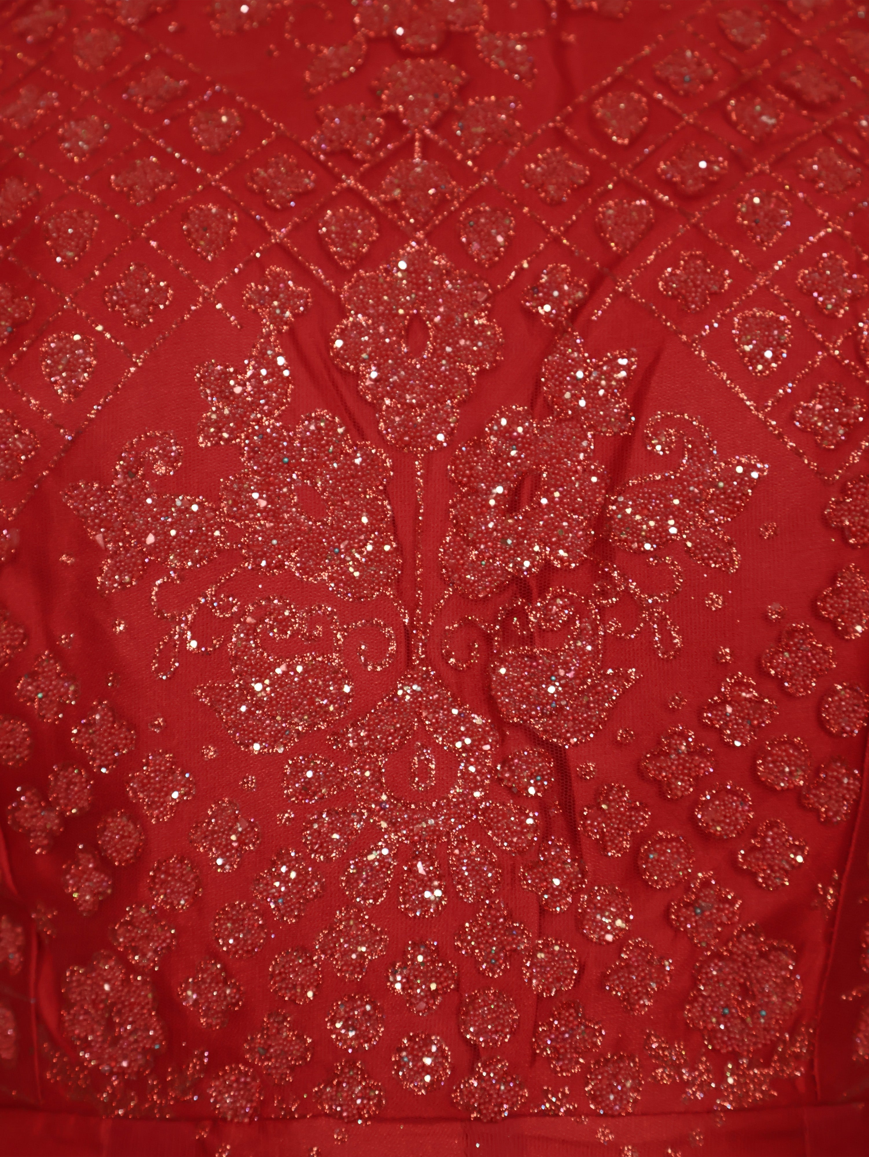 Gown with Glitter & Shimmery effect for Women by Shreekama Red Designer Gowns for Party Festival Wedding Occasion in Noida