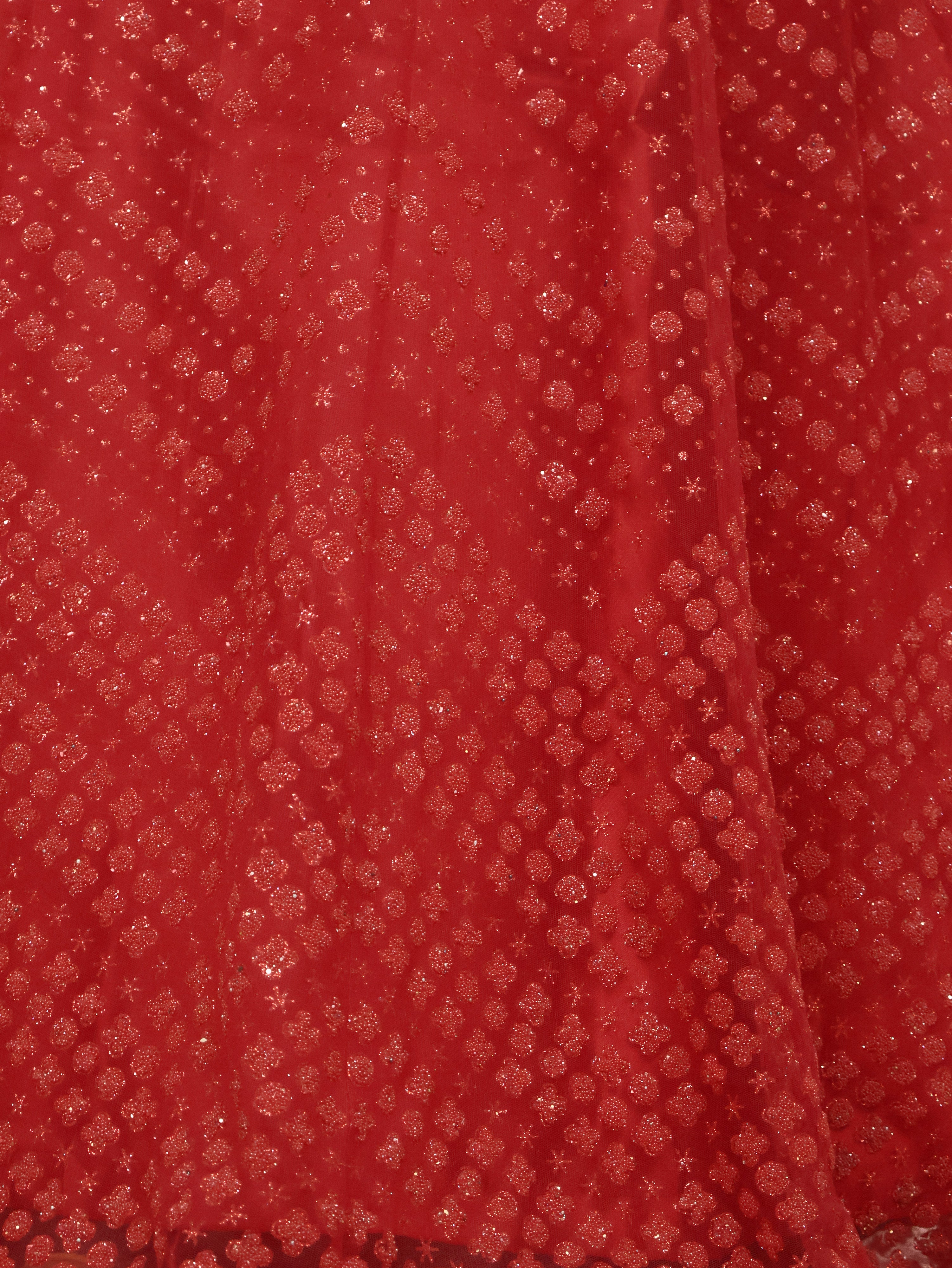 Gown with Glitter & Shimmery effect for Women by Shreekama Red Designer Gowns for Party Festival Wedding Occasion in Noida