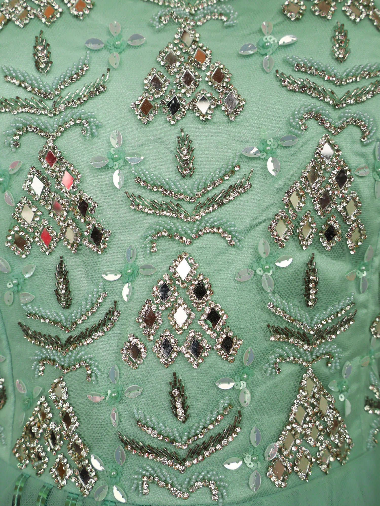 Gown with Cut Dana & Beads by Shreekama Pista Green Designer Gowns for Party Festival Wedding Occasion in Noida