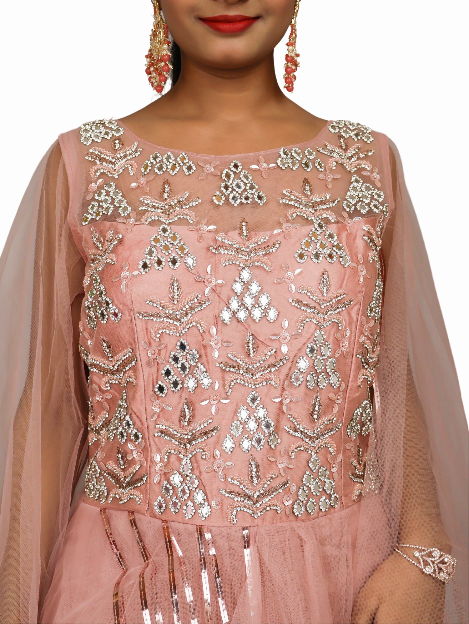 Gown with Cut Dana & Beads by Shreekama Onion Designer Gowns for Party Festival Wedding Occasion in Noida