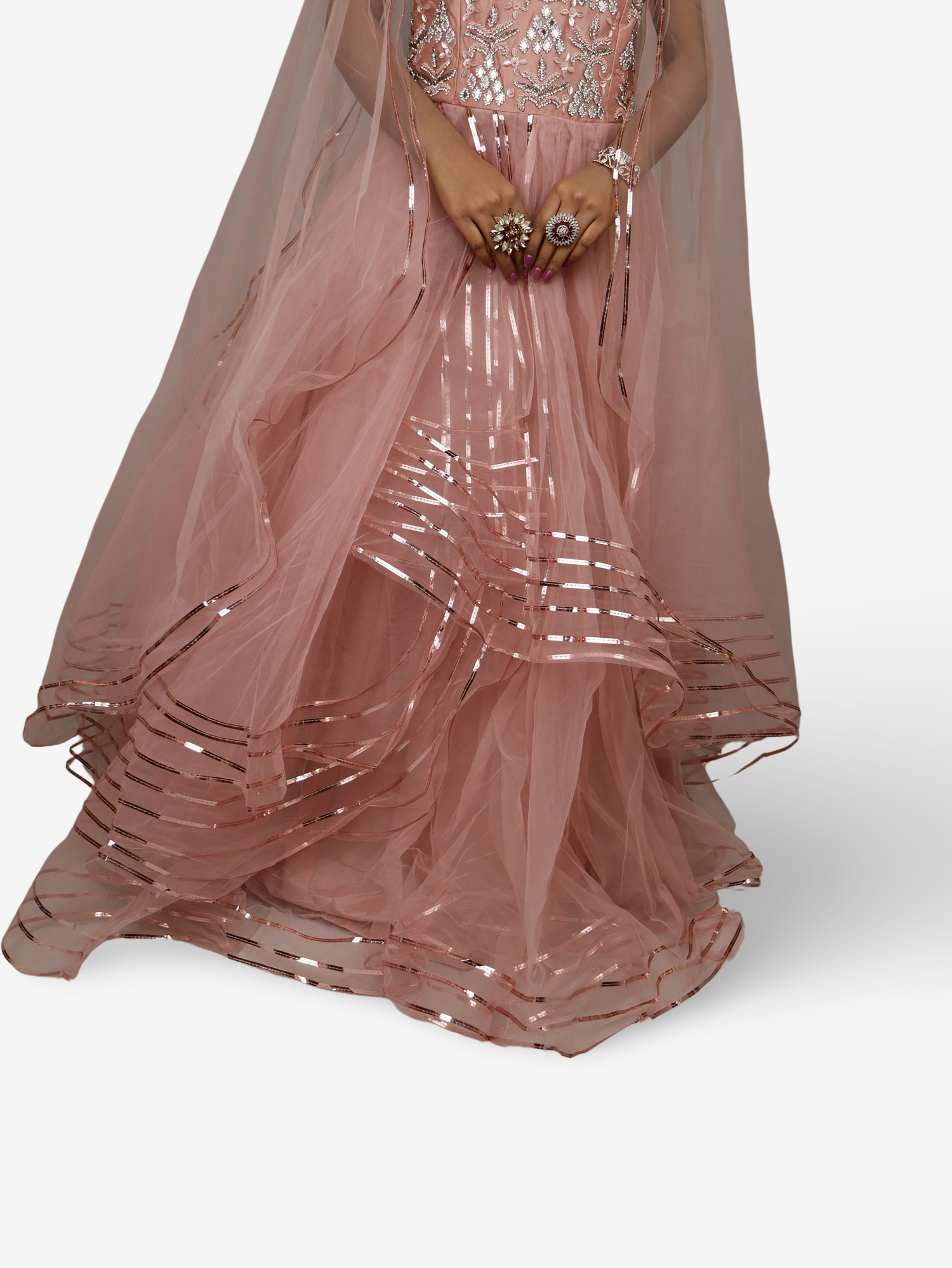 Gown with Cut Dana & Beads by Shreekama Onion Designer Gowns for Party Festival Wedding Occasion in Noida