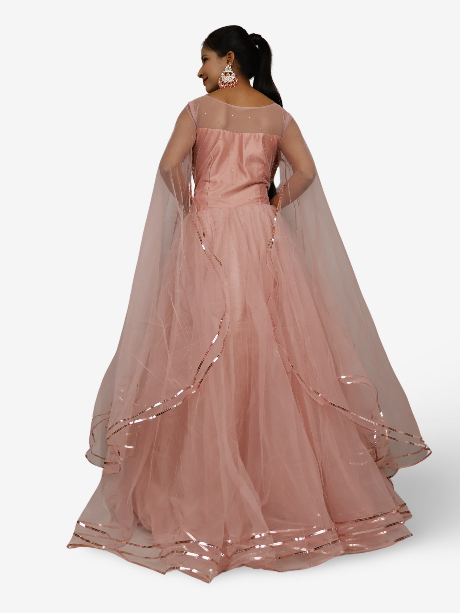 Gown with Cut Dana & Beads by Shreekama Onion Designer Gowns for Party Festival Wedding Occasion in Noida